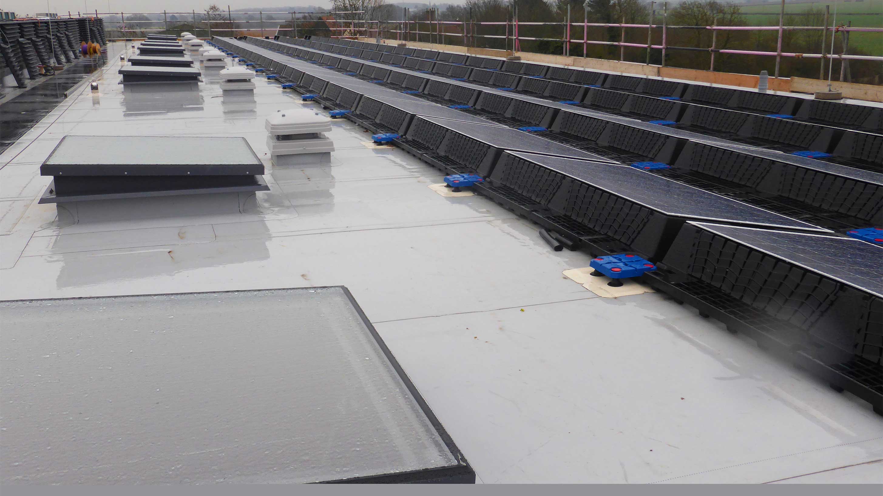 Hethel Engineering Centre with Bauder Thermoplan FPO single ply system and Bauder solar pv system