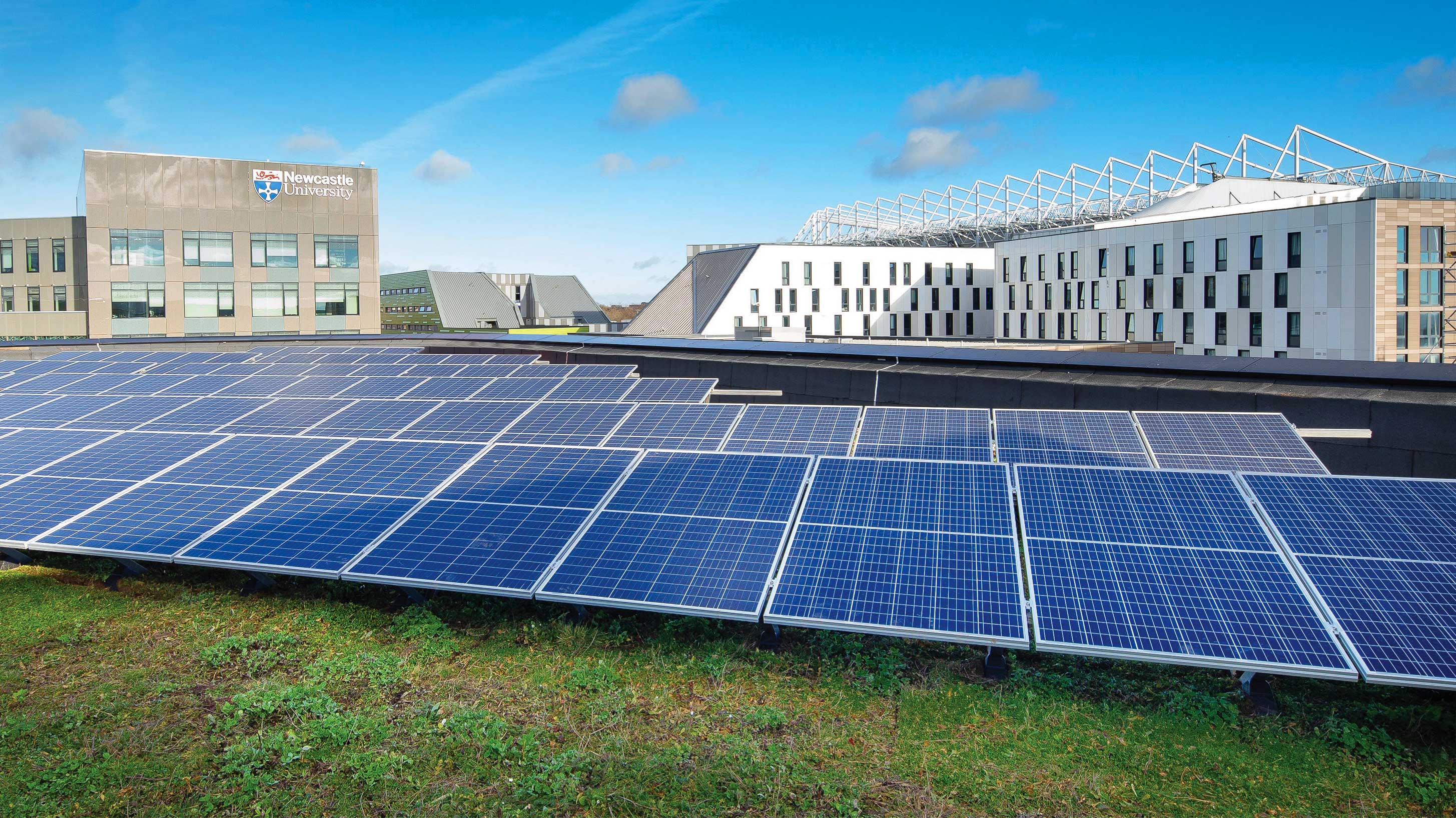 Rooftop with Array of solar panels