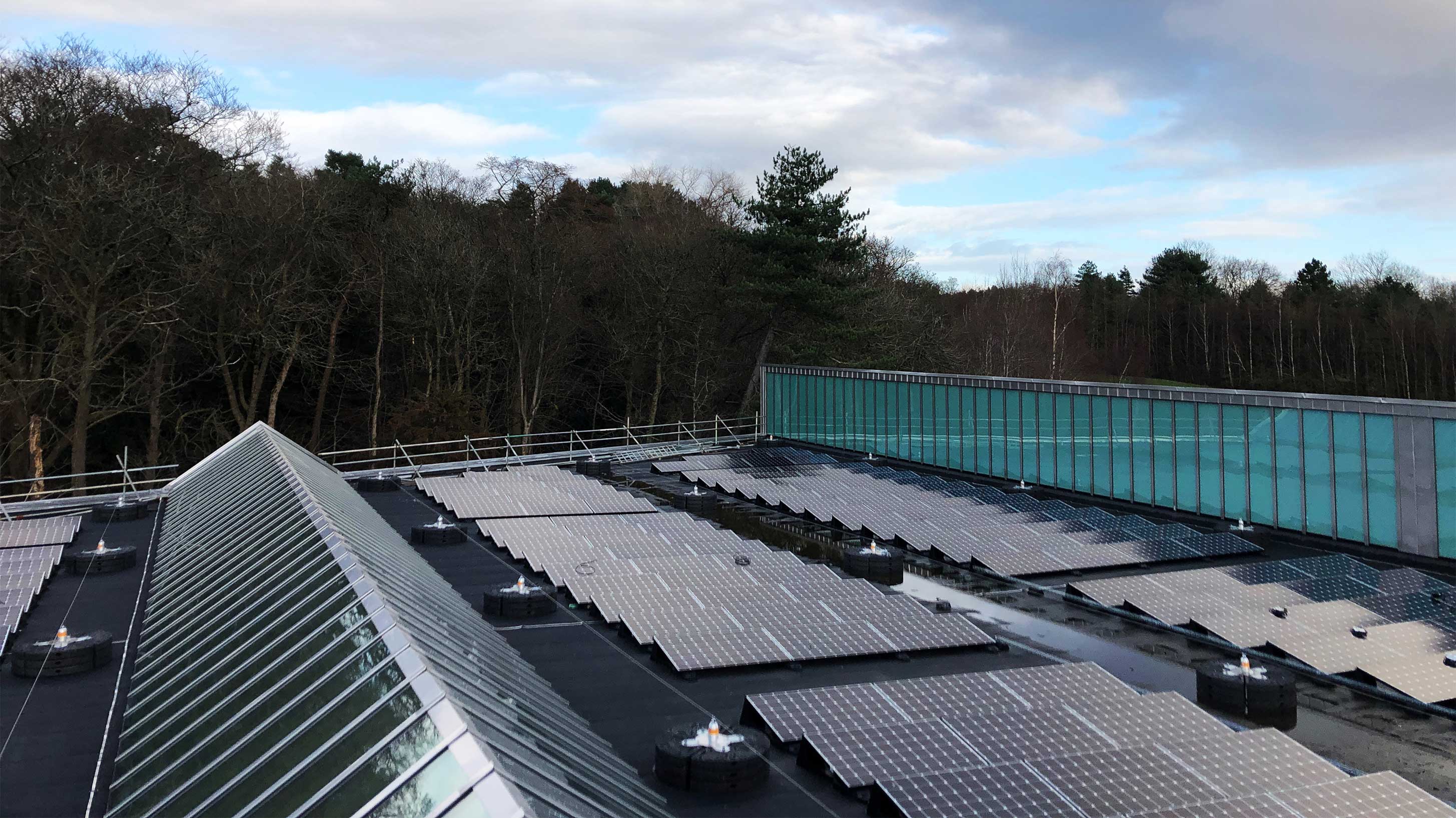 Roof of the Burrel collection with Bauder Total Roof System (BTRS) with BauderGLAS insulation and BauderSOLAR F