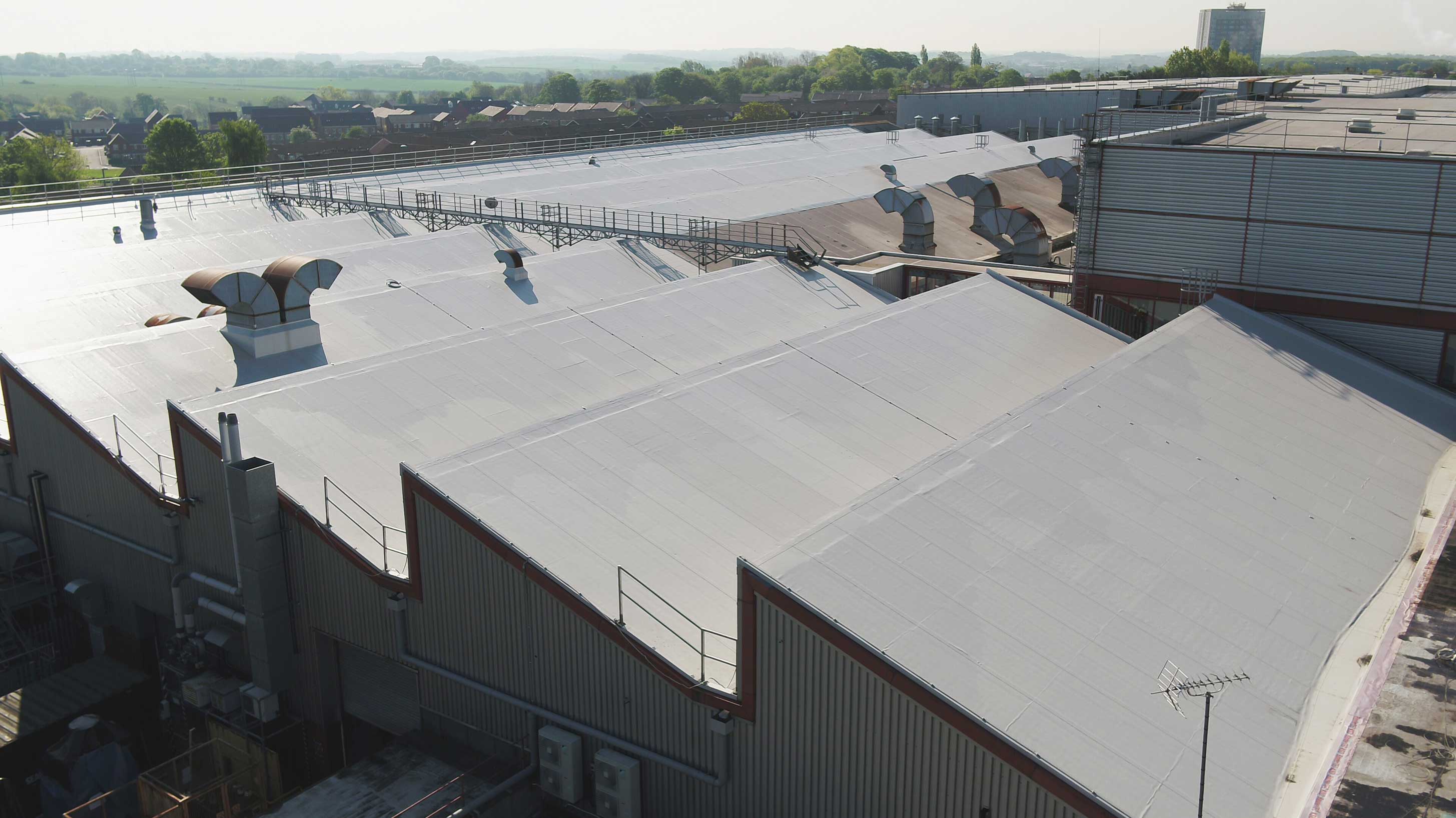 Unilever cosmetics factory and research site roof overview
