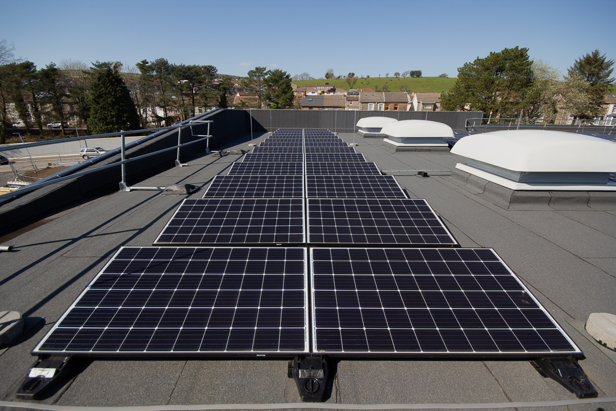 Solar panels installed on a roof with Bauder roof System 