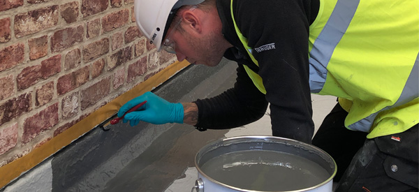 Liquitop being applied with a roller