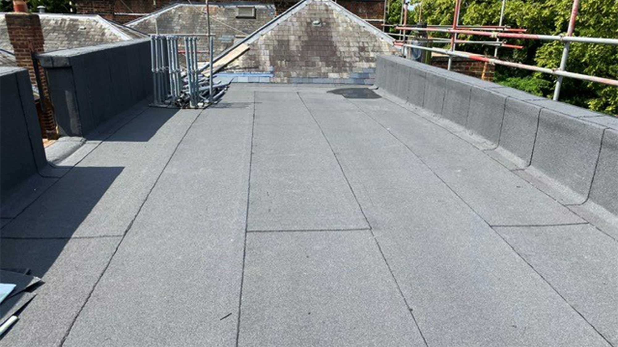 Roofing Bituminous waterproofing system installed