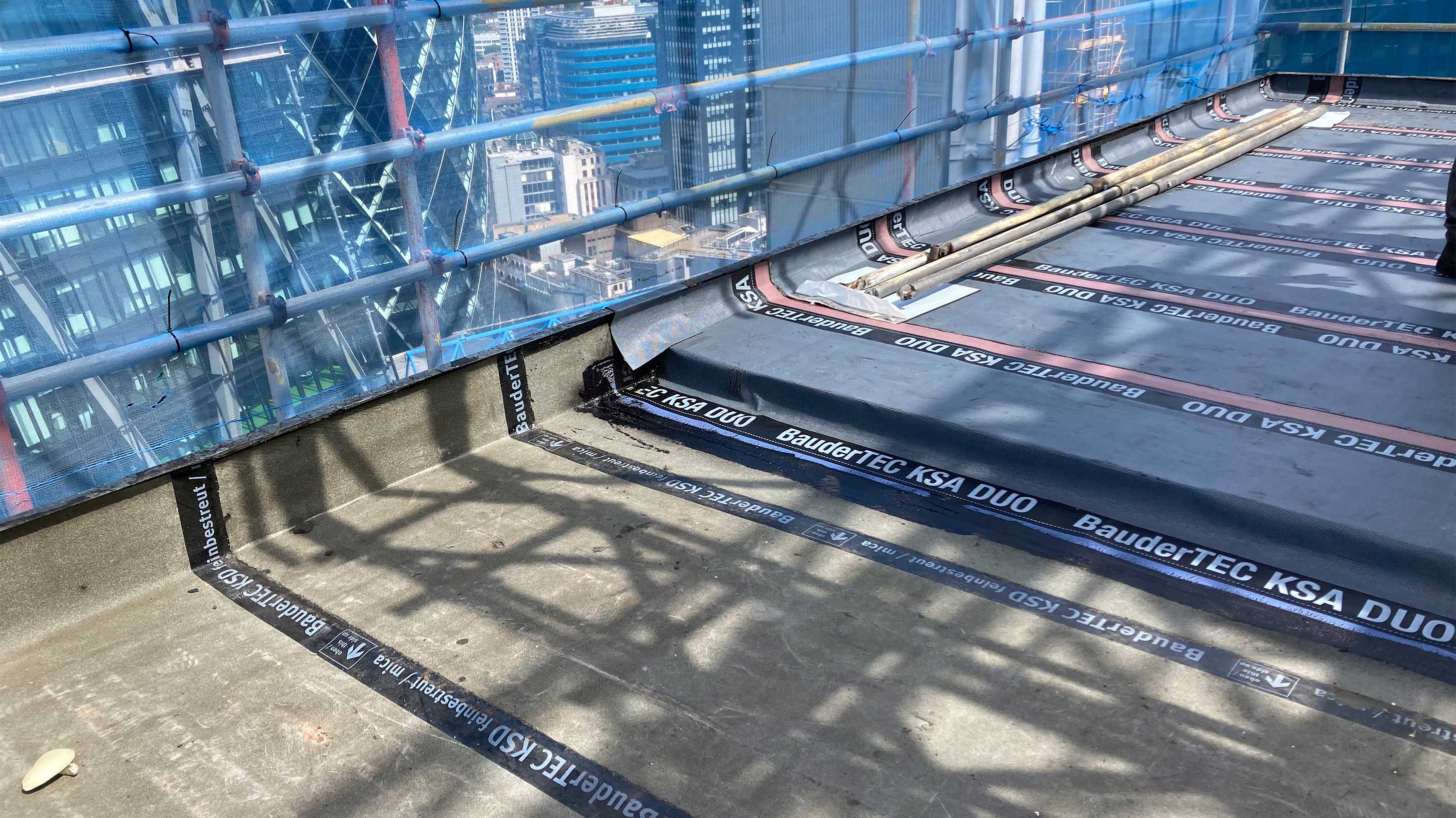 Roof of Lloyd's Building, London, with refurbishment in progress