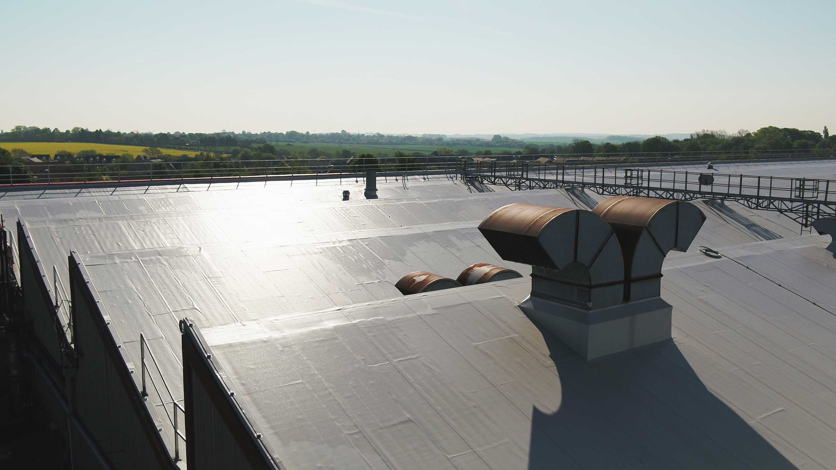 Unilever cosmetics factory and research site roof overview