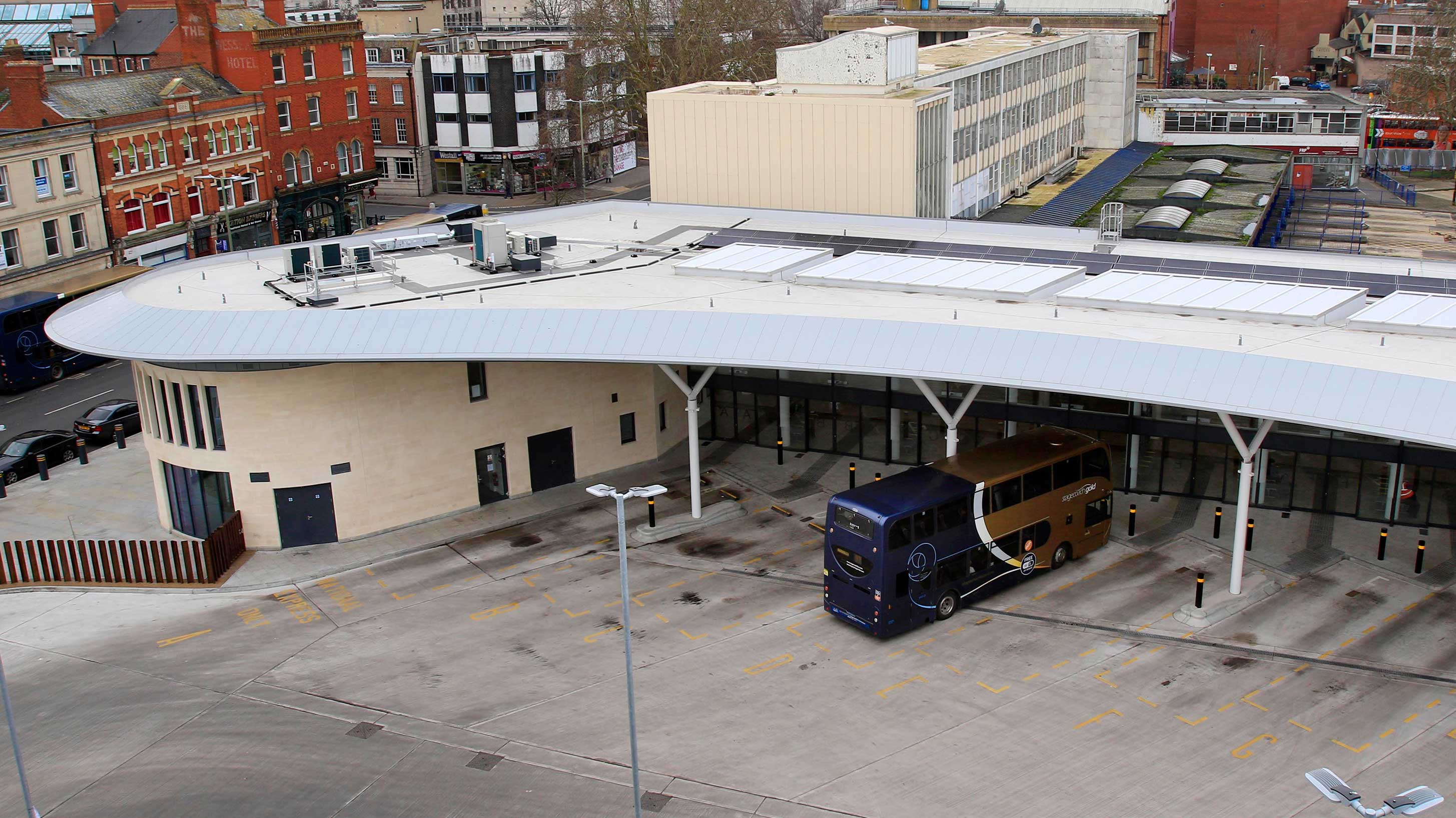 Gloucester Transport Hub with Bauder Thermofol PVC single ply waterproofing system 