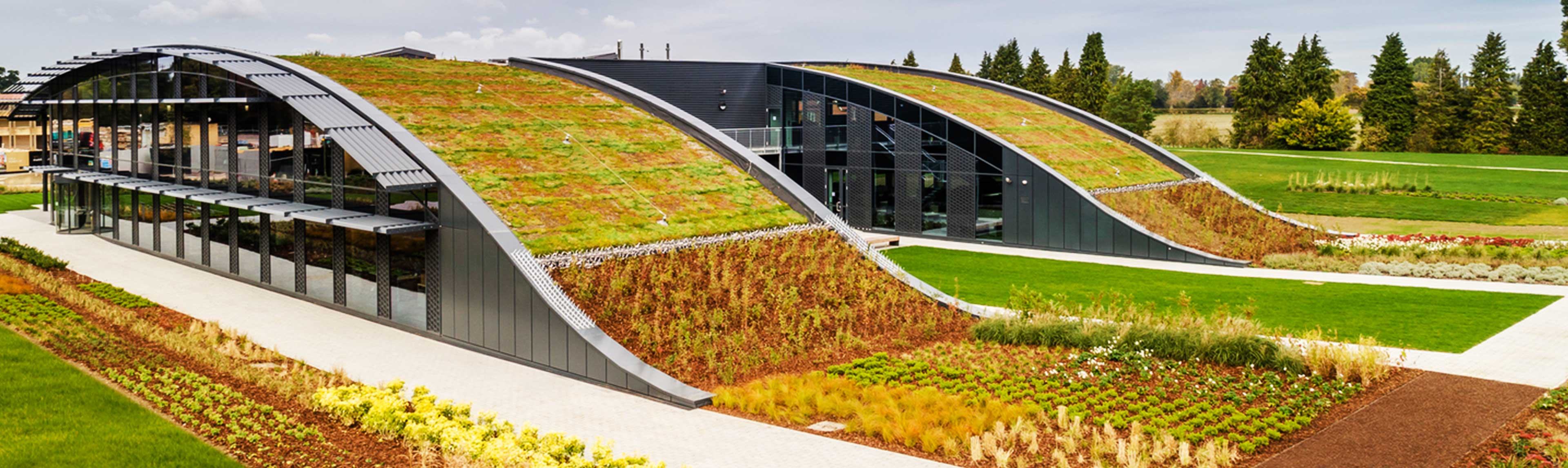Modern building with BauderGREEN roof installed