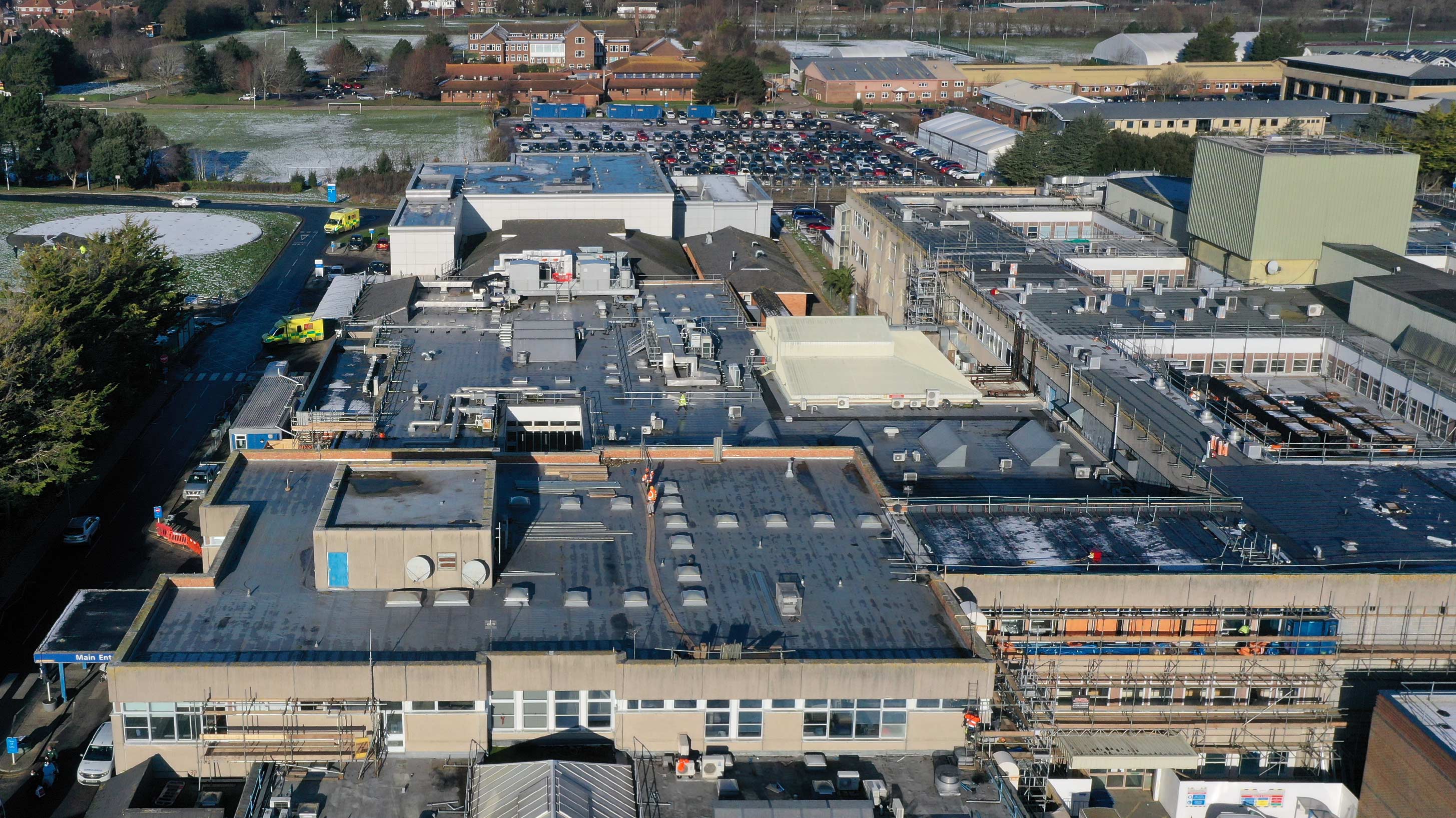 Eastbourne Hospital Roof refurbishment in progress