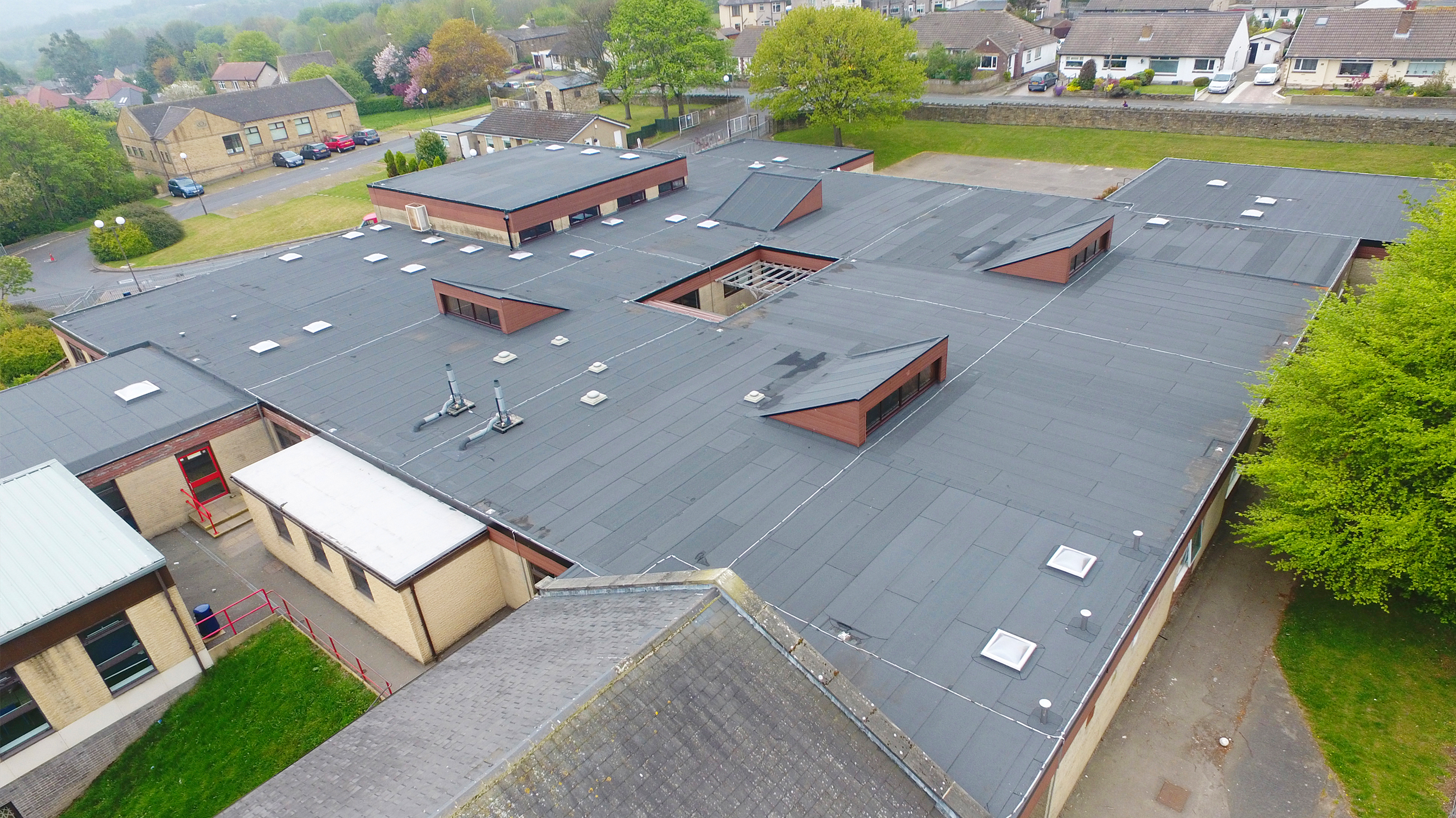 Brighouse High School Bauder Total Roof System (BTRS) and BauderDOME rooflights 