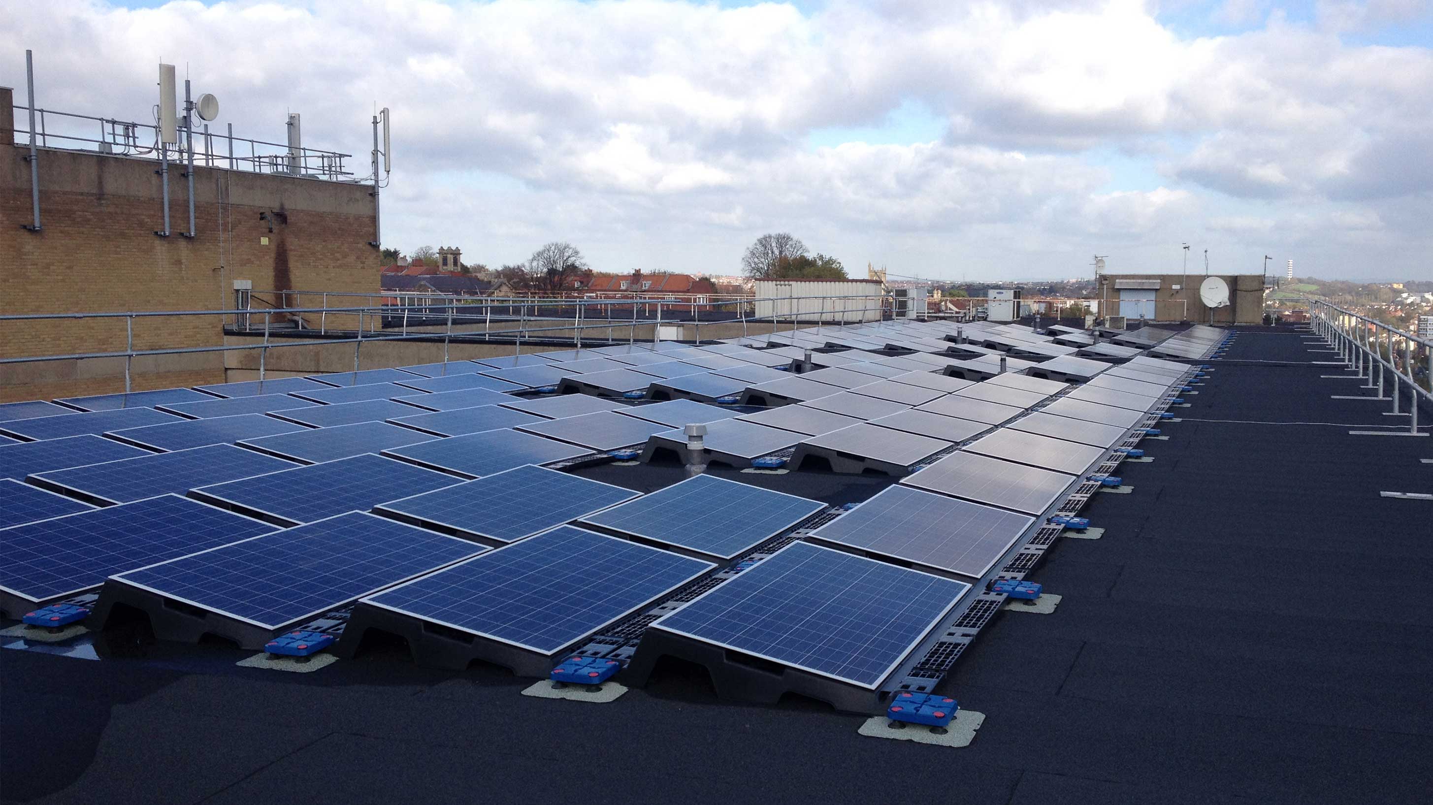 Array of solar panels on roof