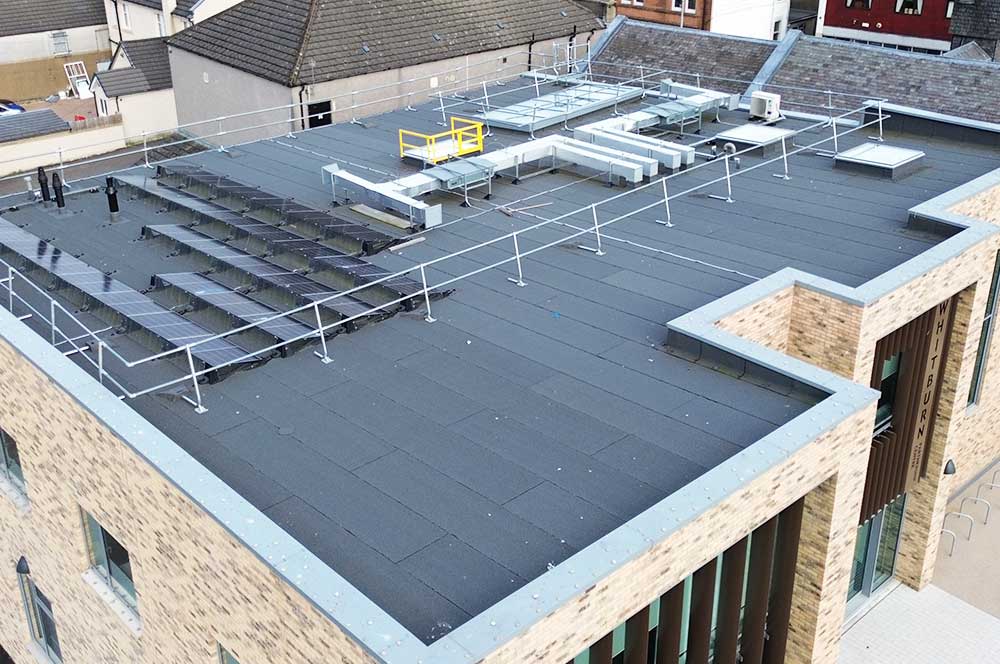 School roof with Bauder Total Roof System installed