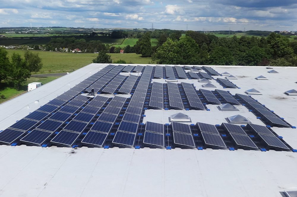Solar panel array on roof of Linn Products Ltd