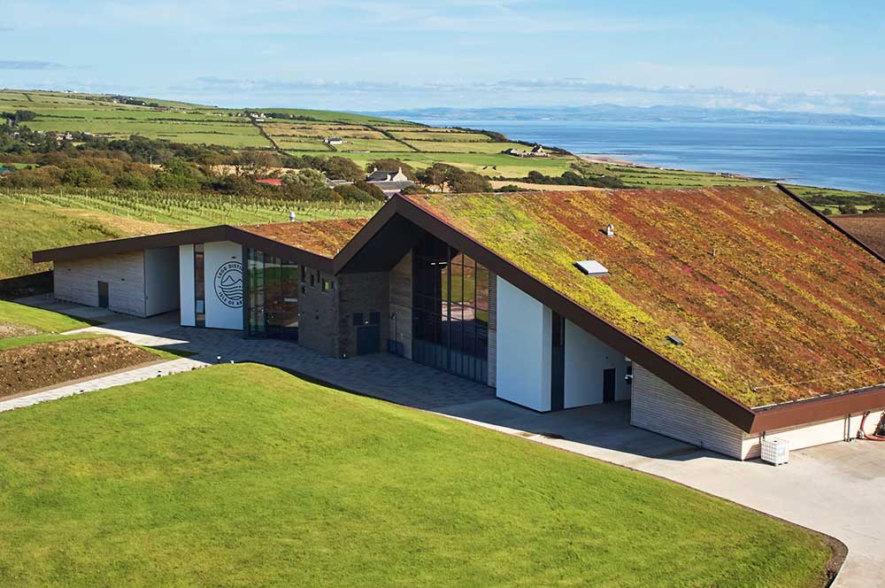 Sedum blanket installation at Lagg Distillery, Isle of Arran