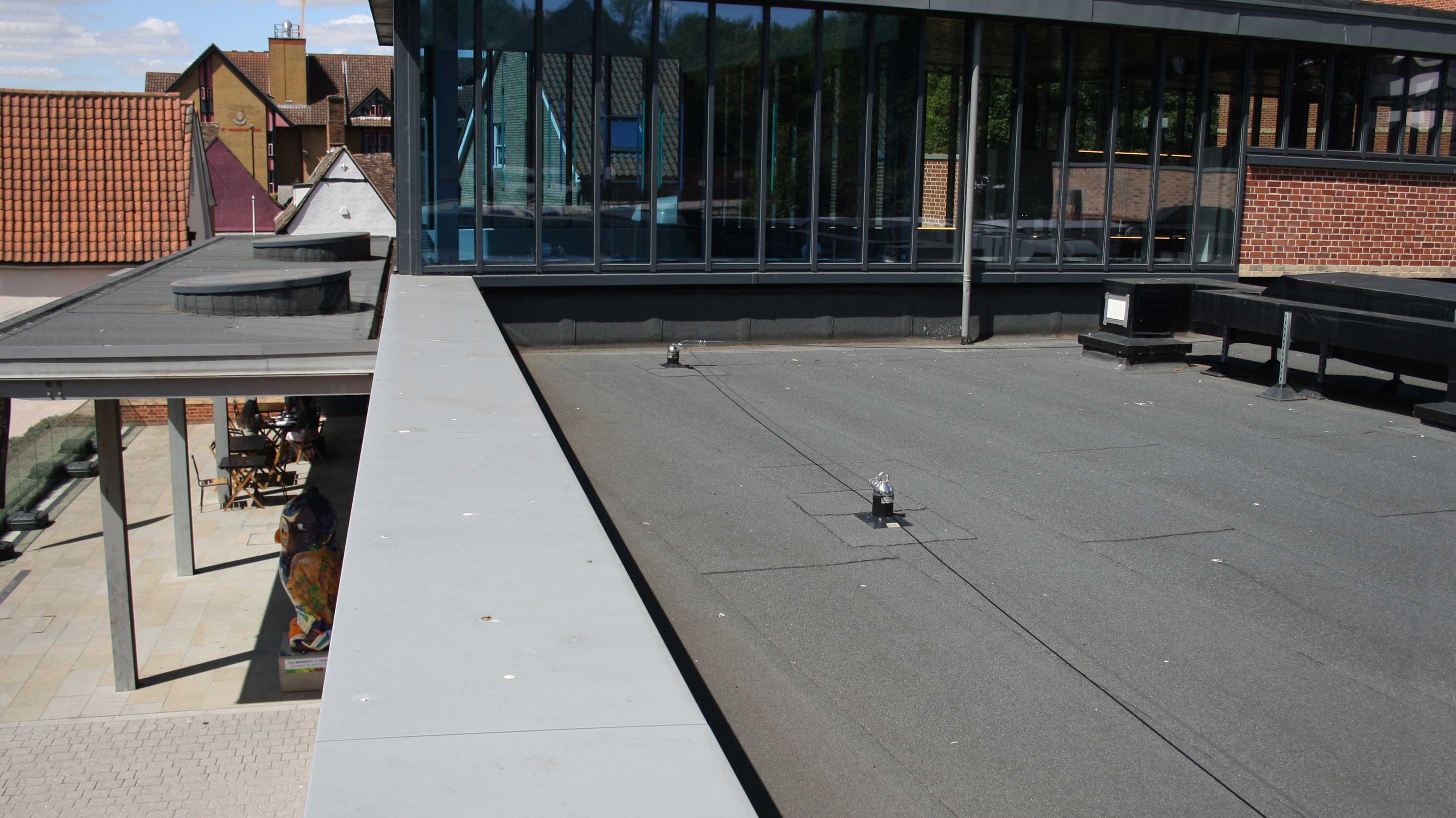 Rooftop of The Hold, Suffolk, with Bauder bituminous waterproofing system