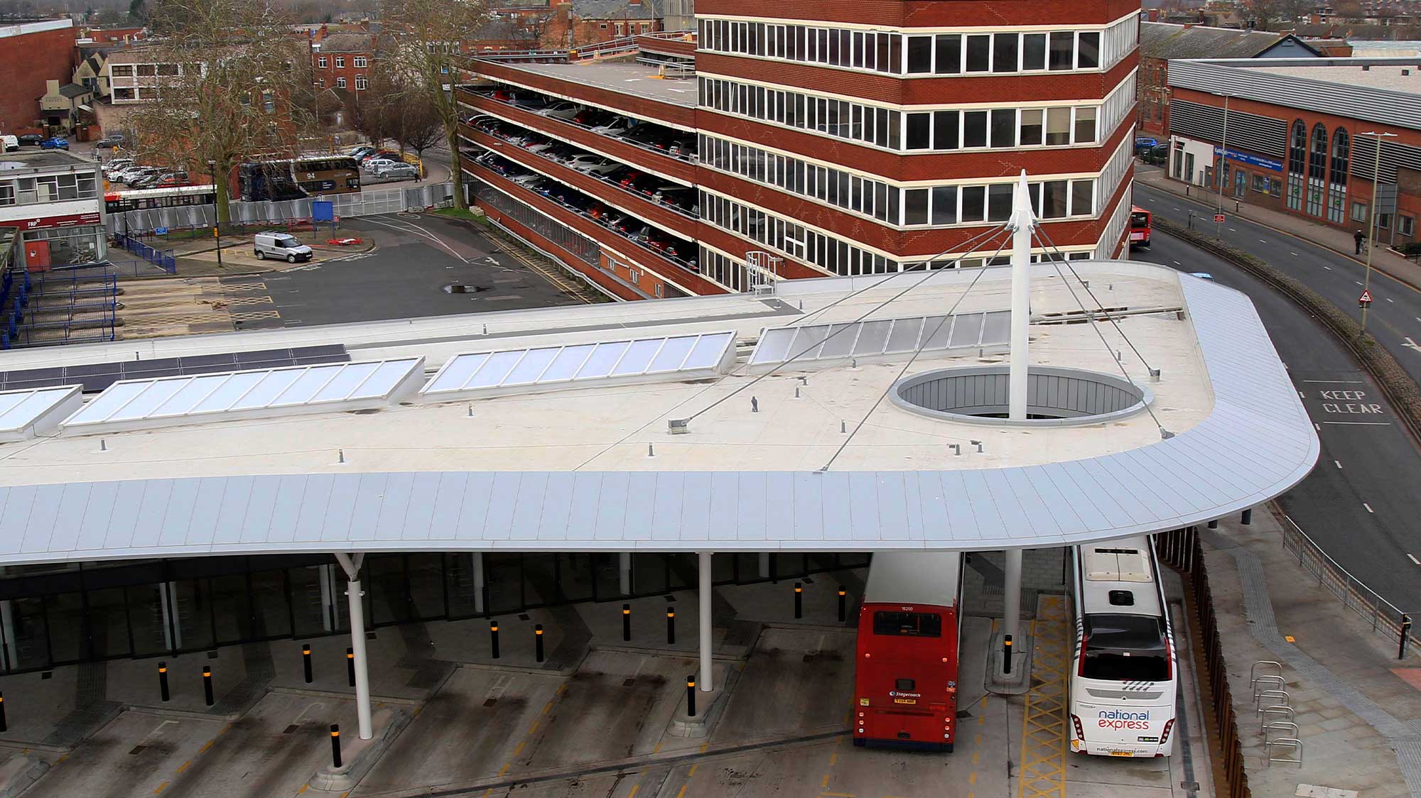 Gloucester Transport Hub with Bauder Thermofol PVC single ply waterproofing system 