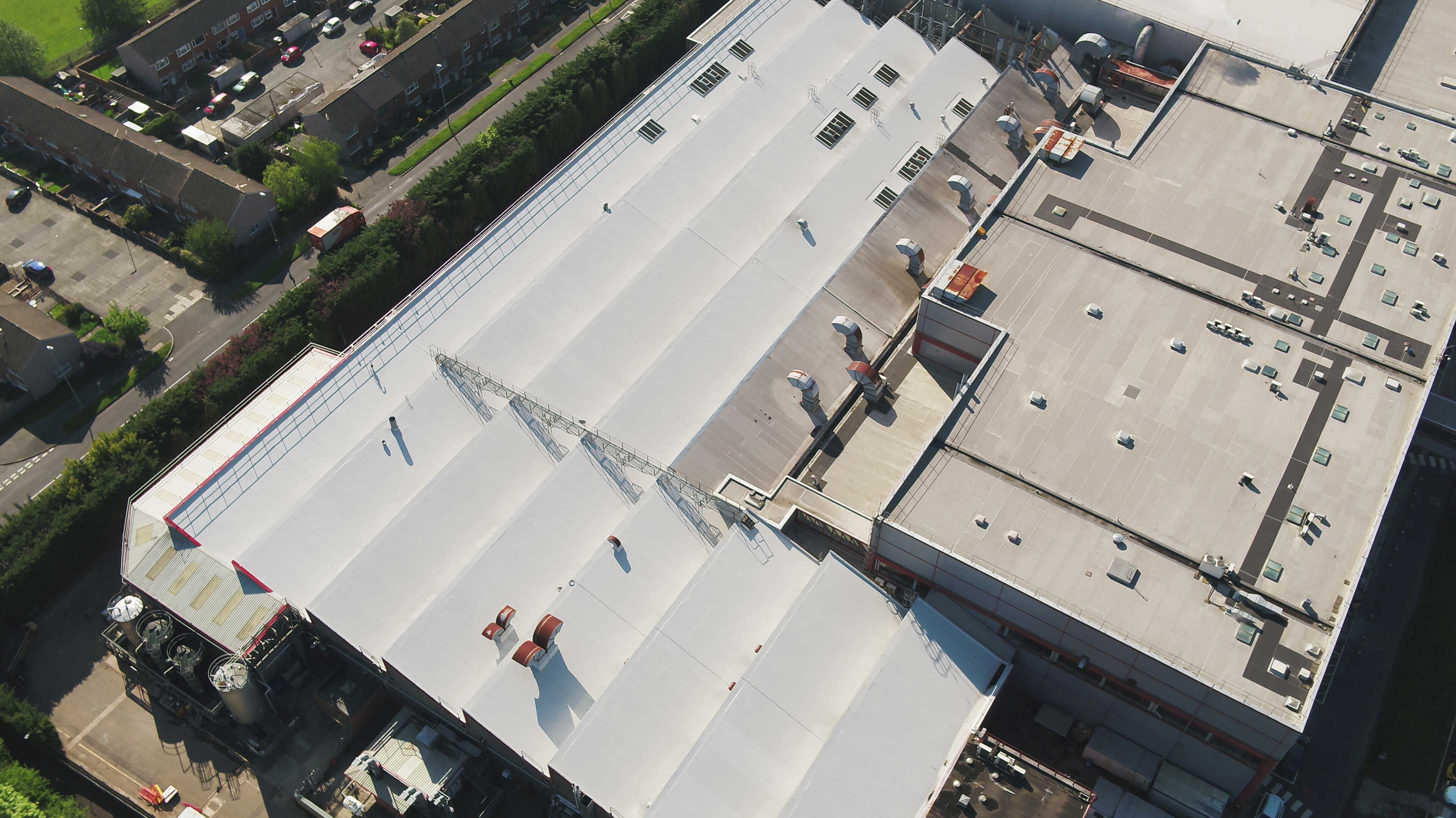 Unilever cosmetics factory and research site roof overview