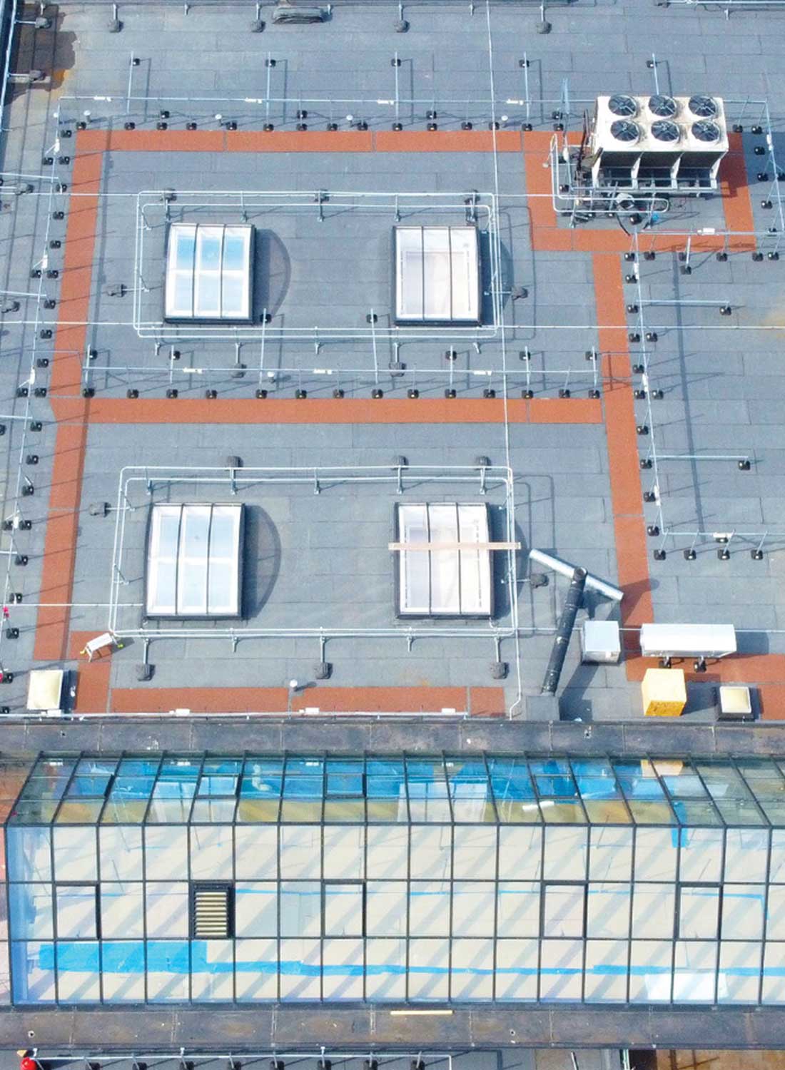 Bauder bituminous waterproofing membrane installed on complex roof
