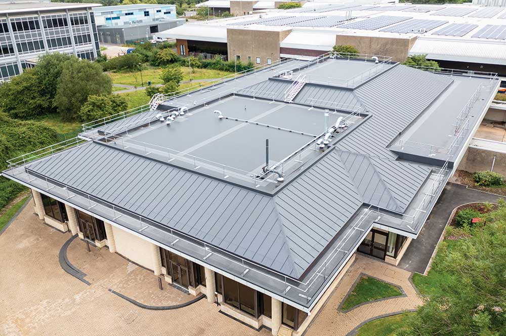 University roof with bauder thermofol pvc single ply roof system