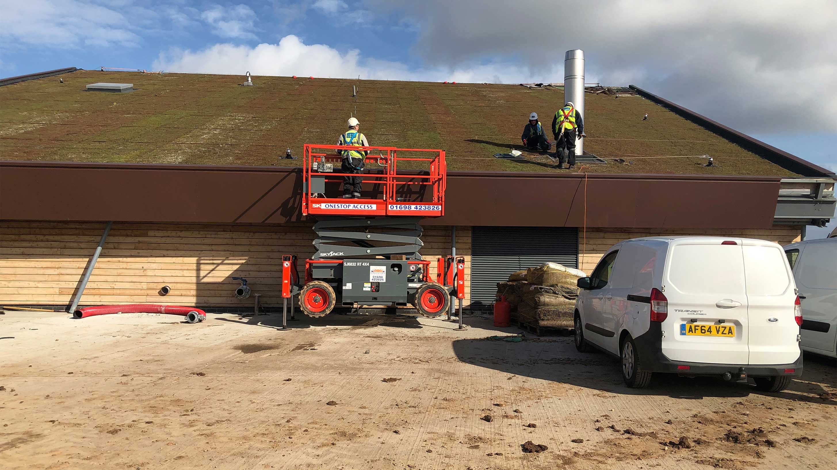 Lagg Distillery Scotland with Bauder Total Green Roof System being installed