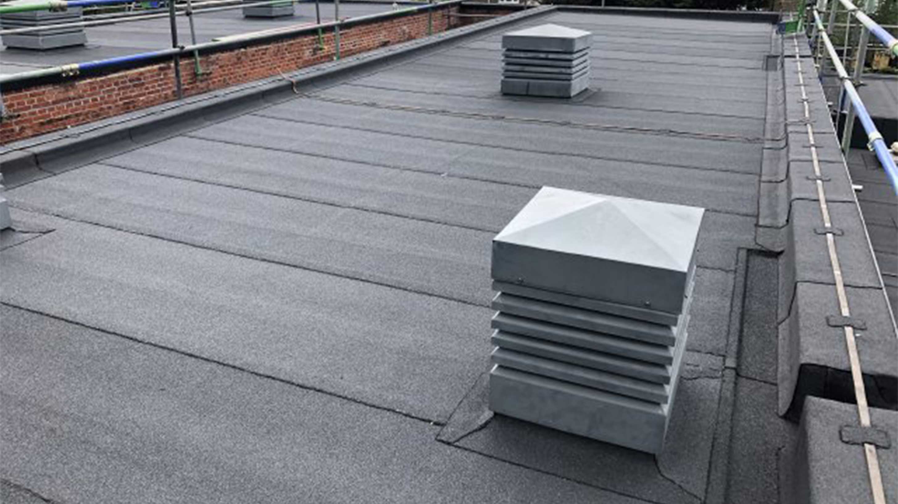 Roof at Cranbrook Primary School with Bauder Total Roof System installed with tapered insulation in place.