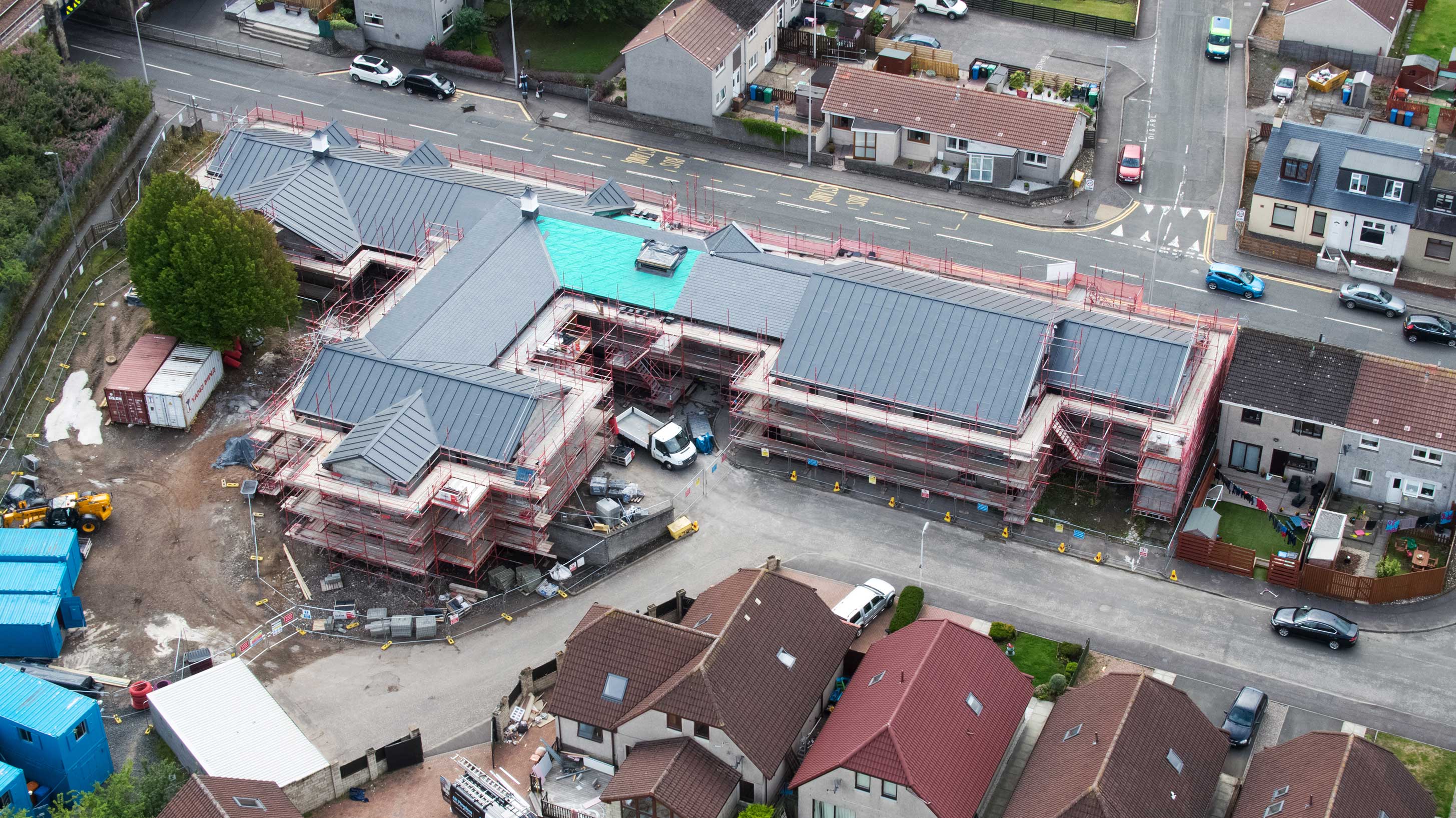 Aerial view of Den Court whilst refurbishment is in progress 