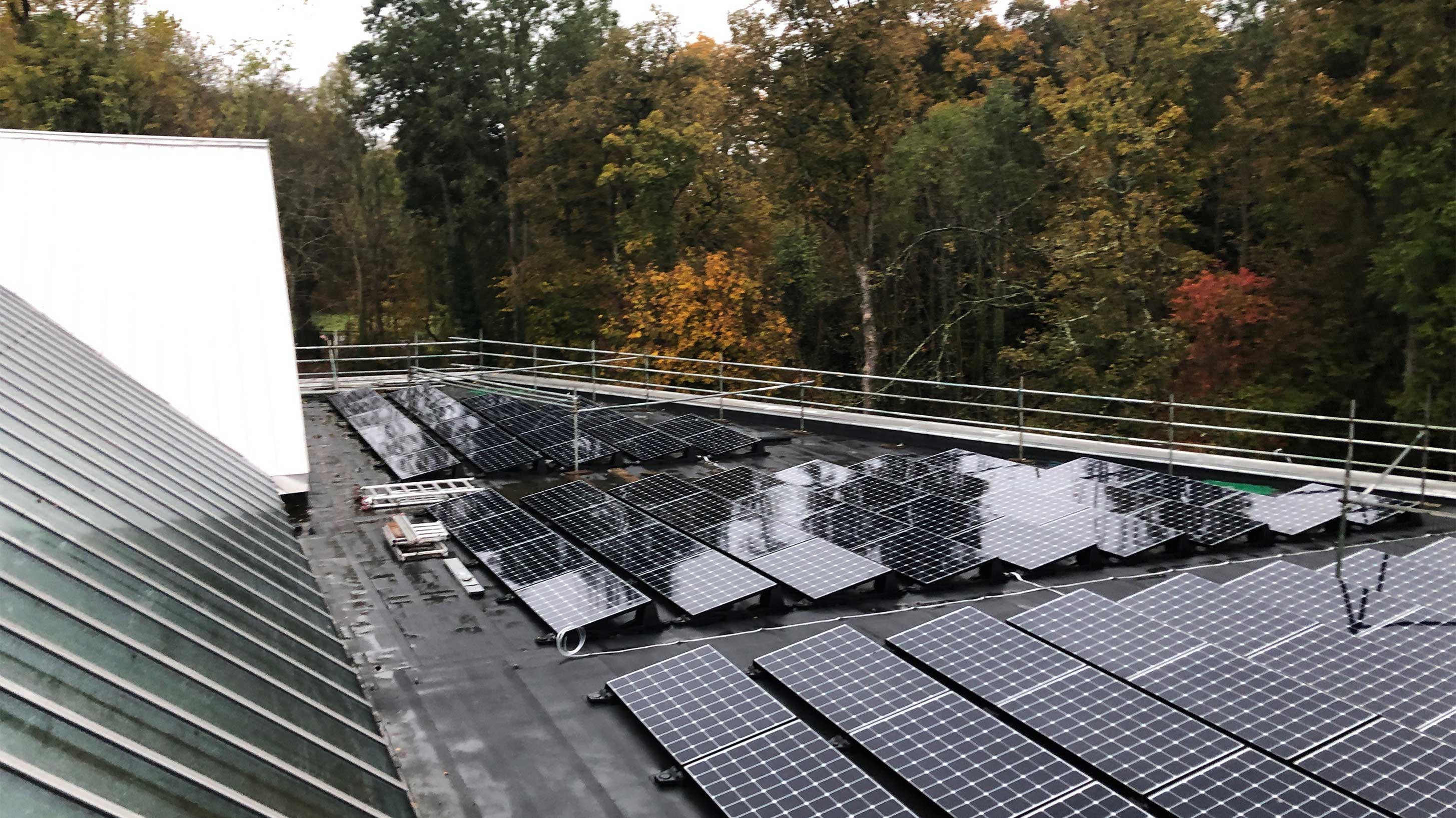 Array of solar panels on The Burrell Collection roof