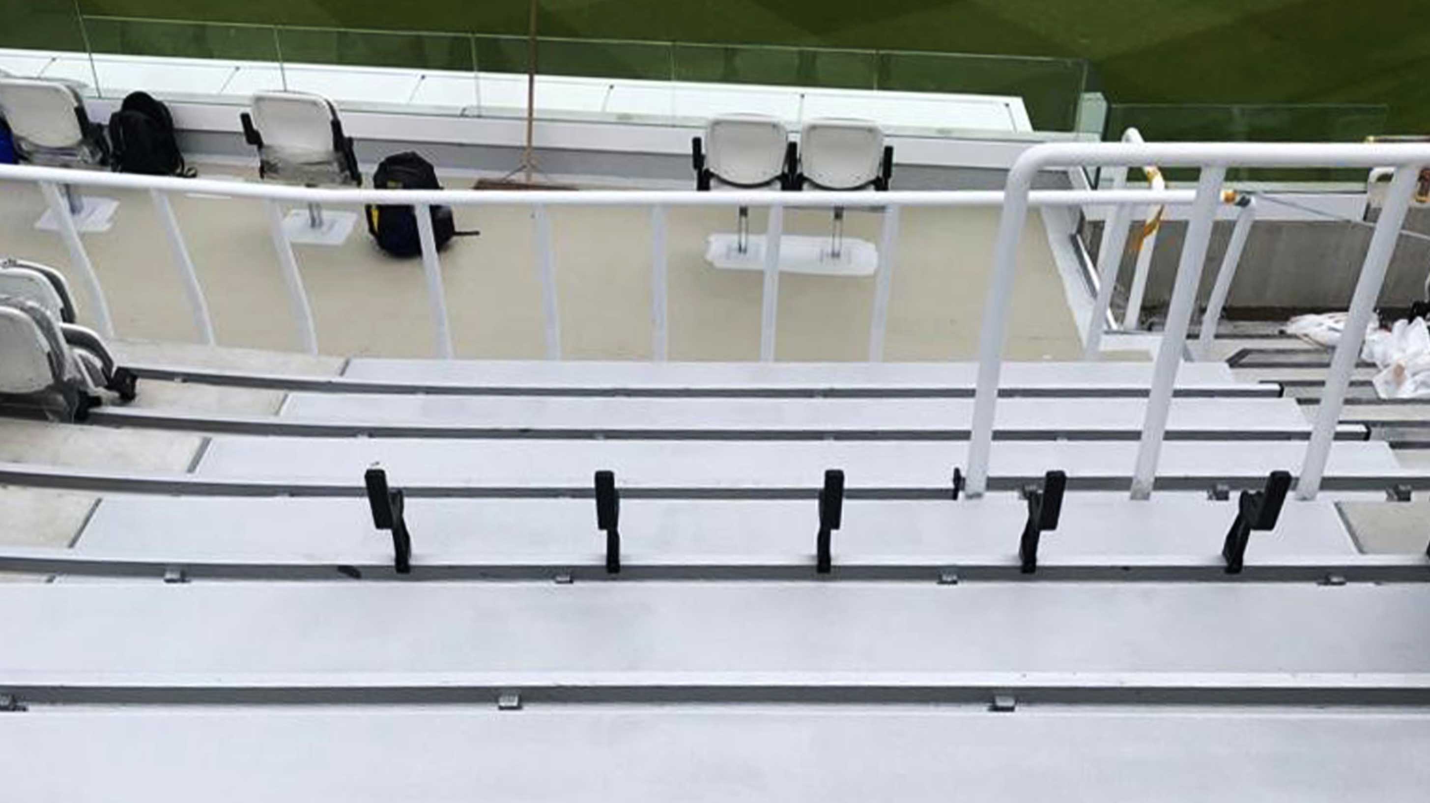 Staircase at Lord's Cricket Ground installed with Bauder LiquiTEC Balcony and Walkway, LiquiBALKON System