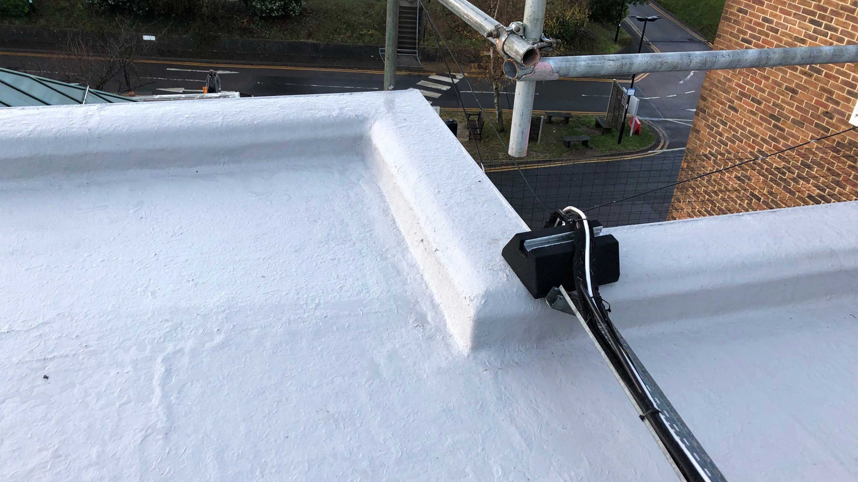 Roof of Royal Marsden Hospital with Bauder LiquiTOP cold applied liquid waterproofing system