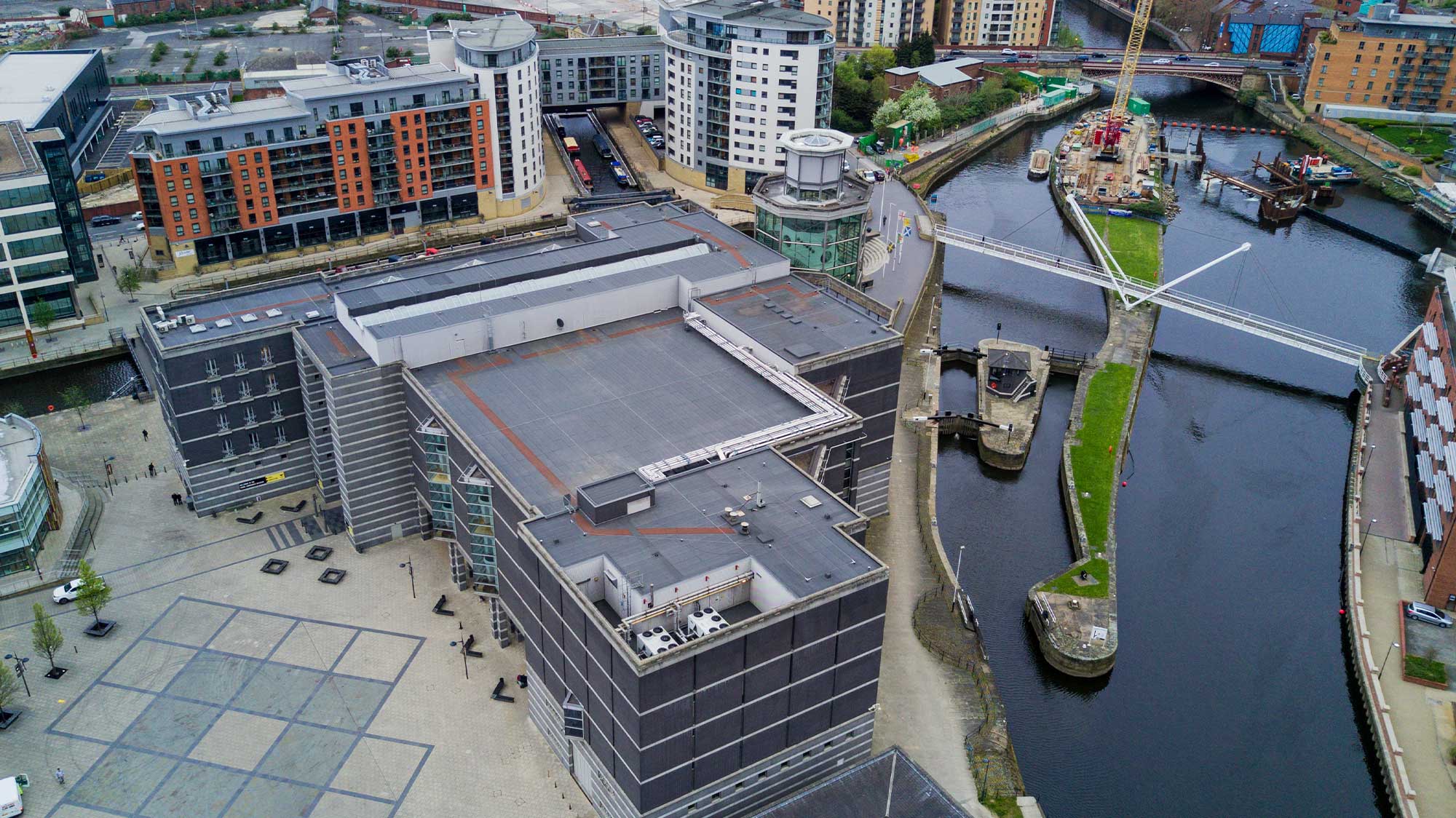Royal Armouries building next to River Aire