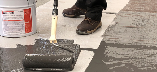 Liquitop being applied with a big roller