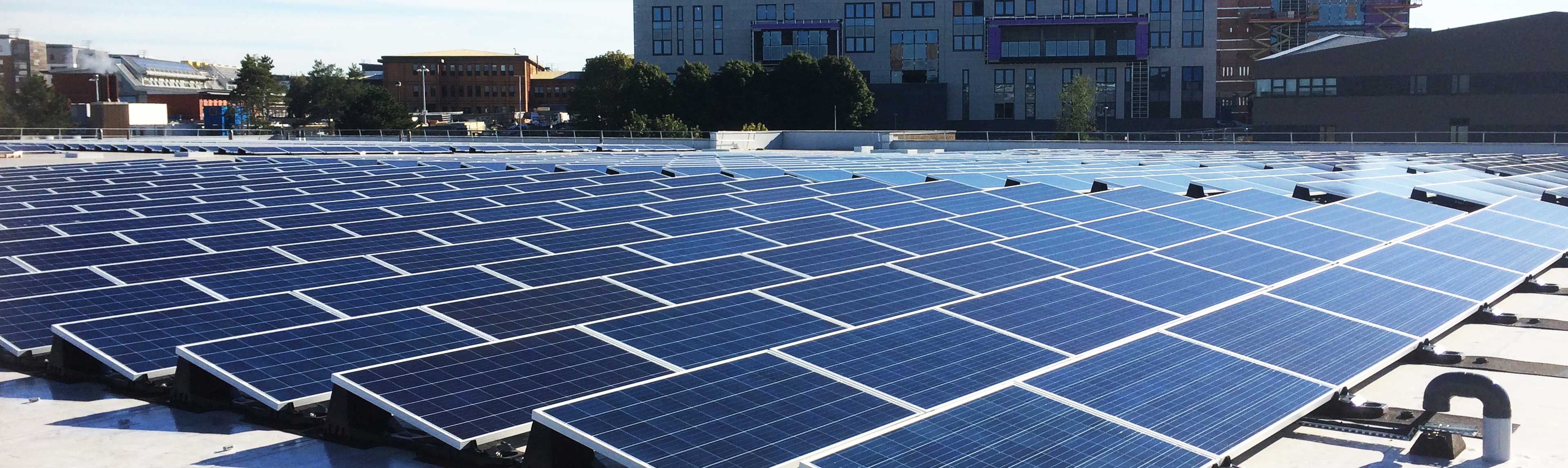 Bristol University Enterprise Zone with a large PV array on single ply waterproofing