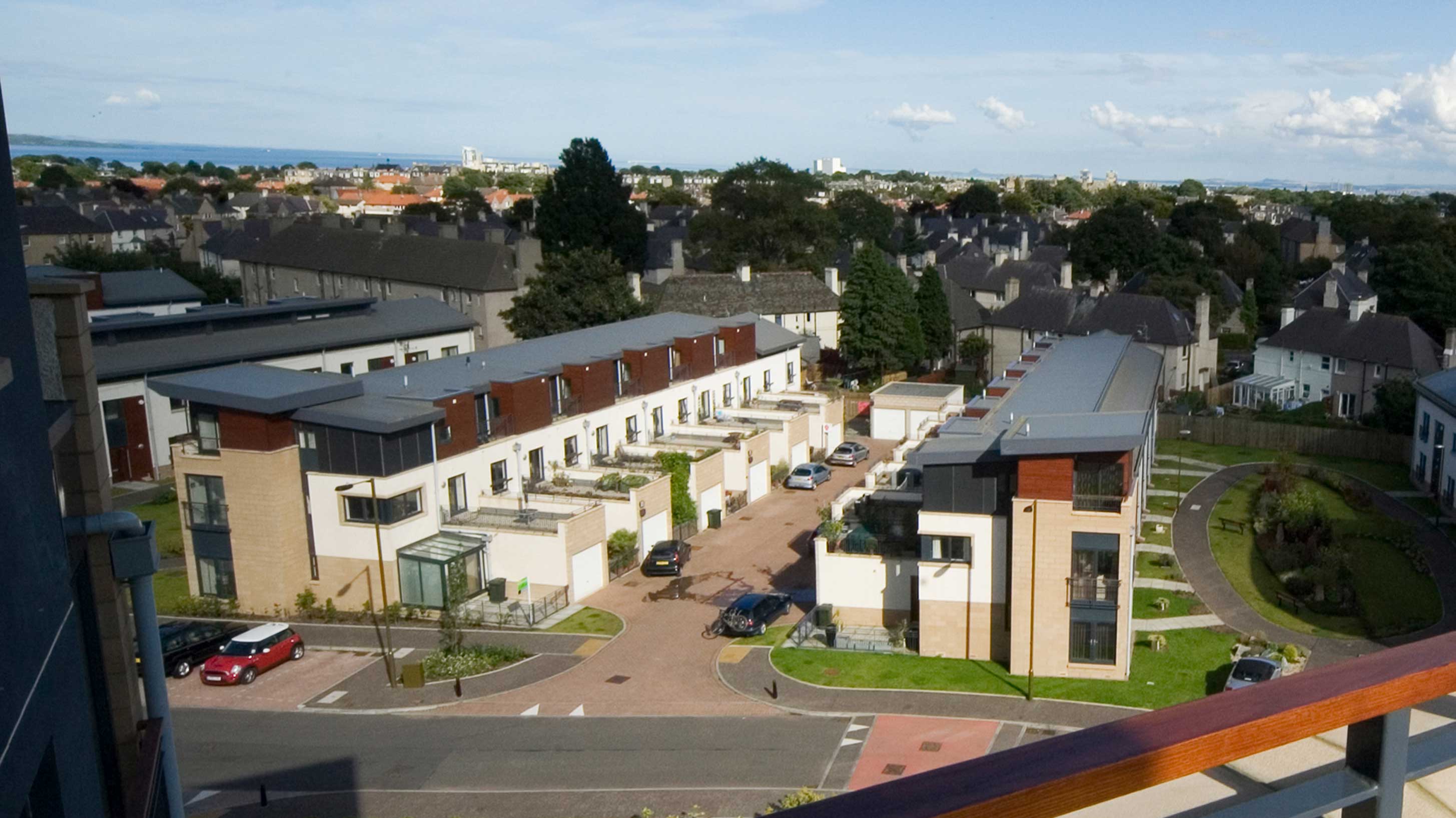 Modern housing development, The strada, showing bauder Thermofol PVC single ply waterproofing system