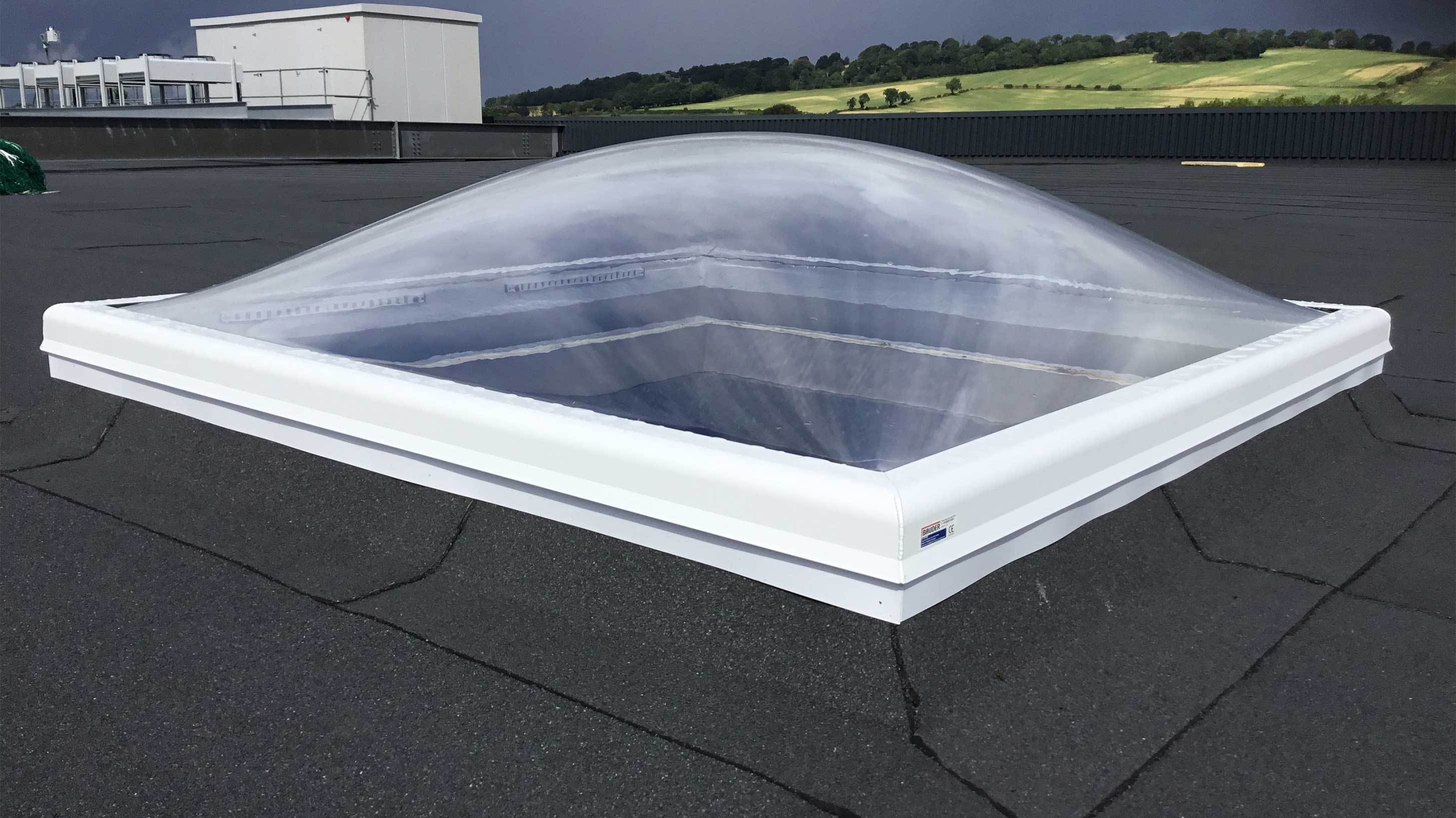 Roof of Oracle Real Estate and Facilities with Bauder Total Roof System installed neatly around a rooflight
