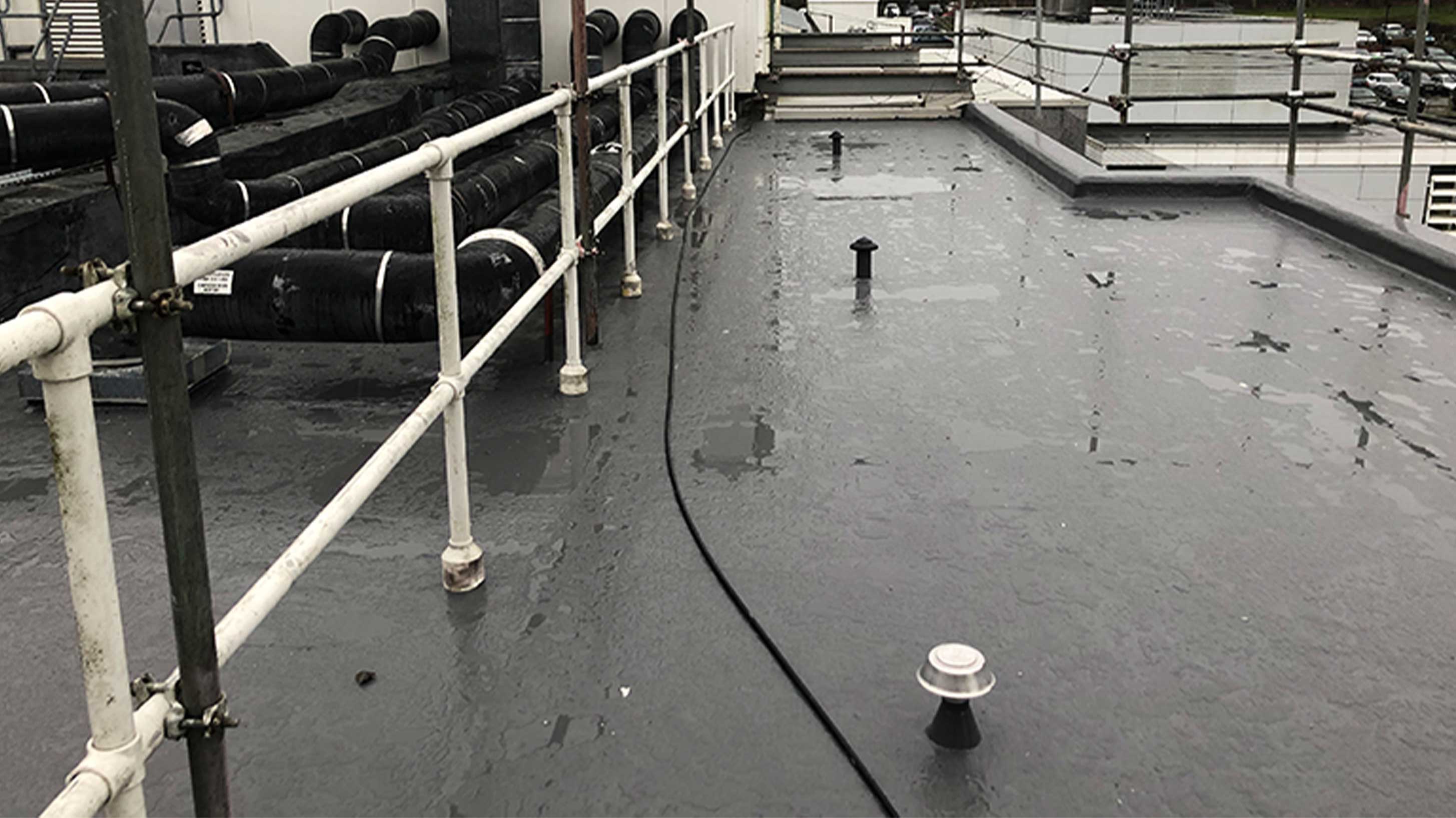 Roof of Royal Marsden Hospital with Bauder LiquiTOP cold applied liquid waterproofing system