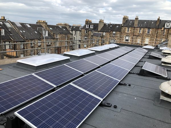 Solar panels on flat roof