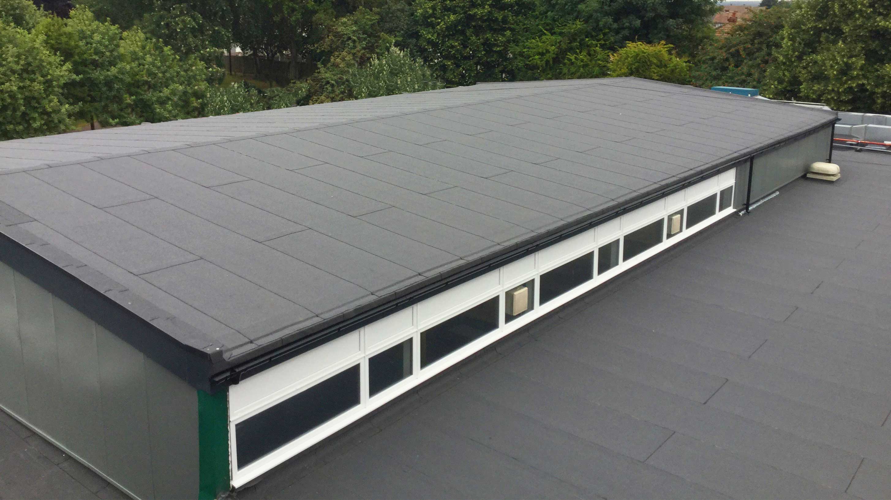 Roof of Airedale Academy showing Bauder Total Roof System