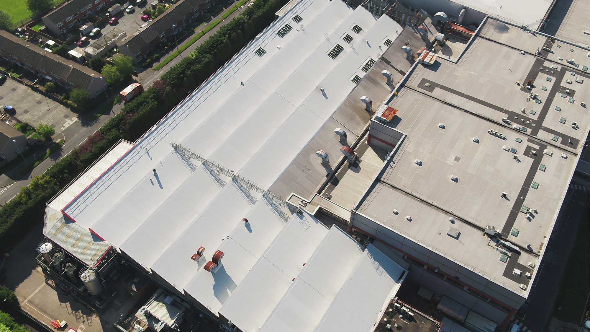 Unilever cosmetics factory and research site roof overview