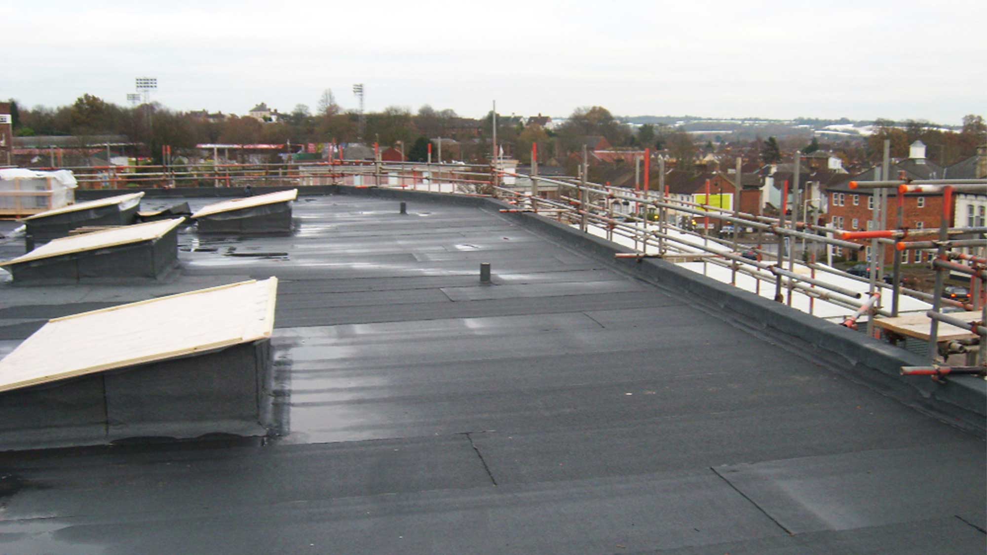 Rooftop with Bauder waterproofing system installed
