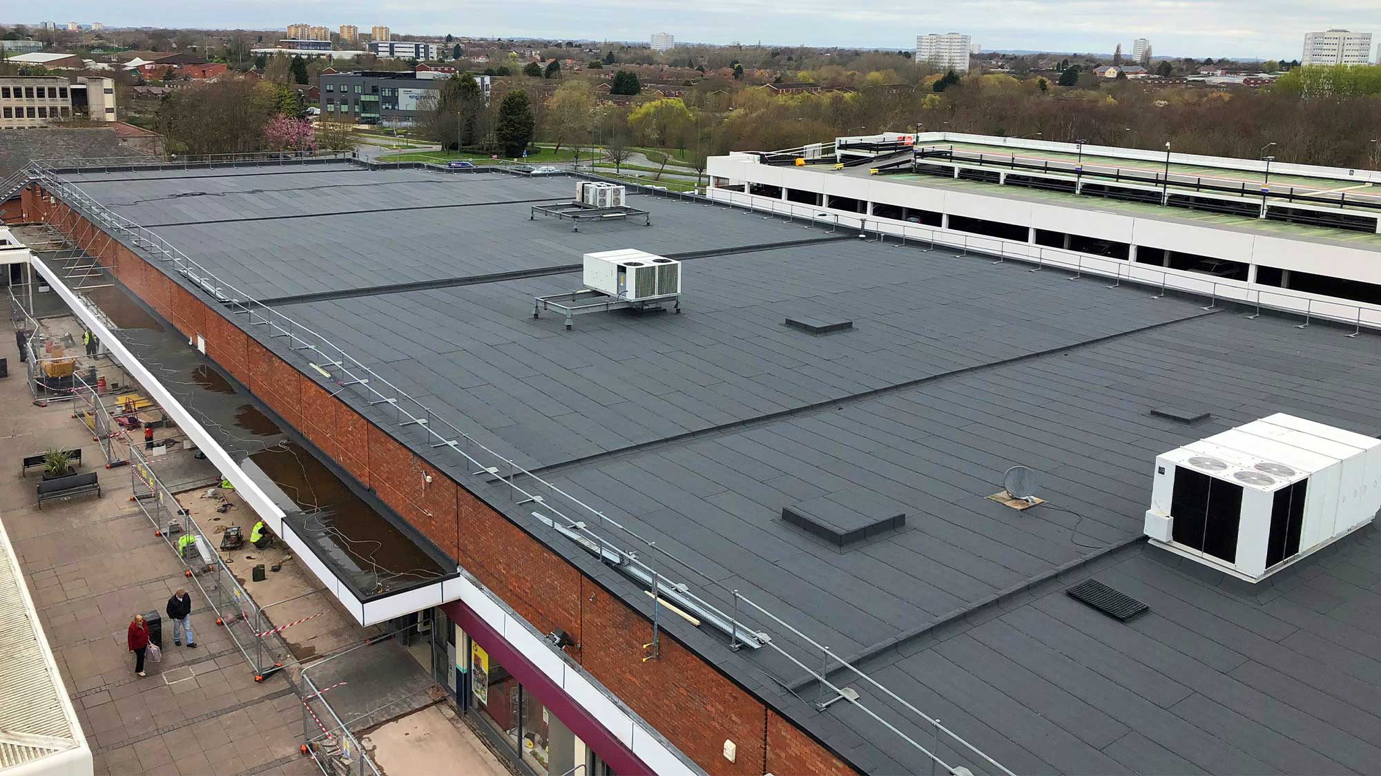 Chelmsley Wood Shopping Centre Roof with bauderflex bituminous waterproofing system