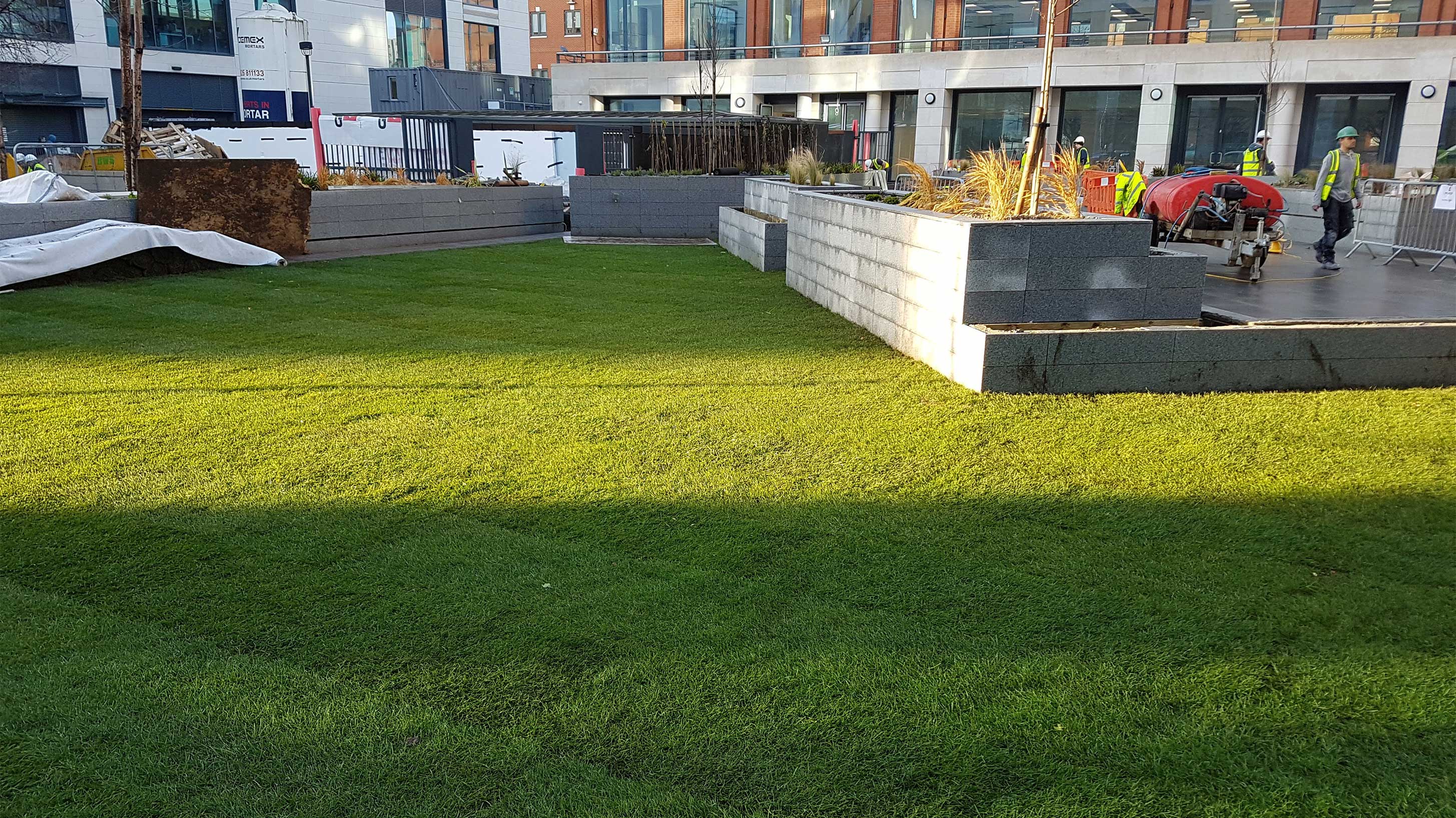Bauder Bakor 790-11 hot melt structural waterproofing with intensive green roof installed