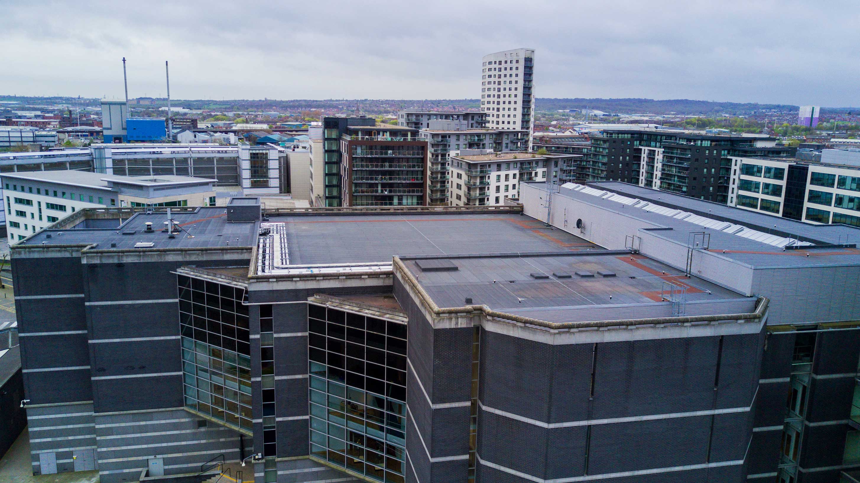 Roof of Royal Armouries building with Bauder Total Roofing System reinforced bitumen waterproofing installed