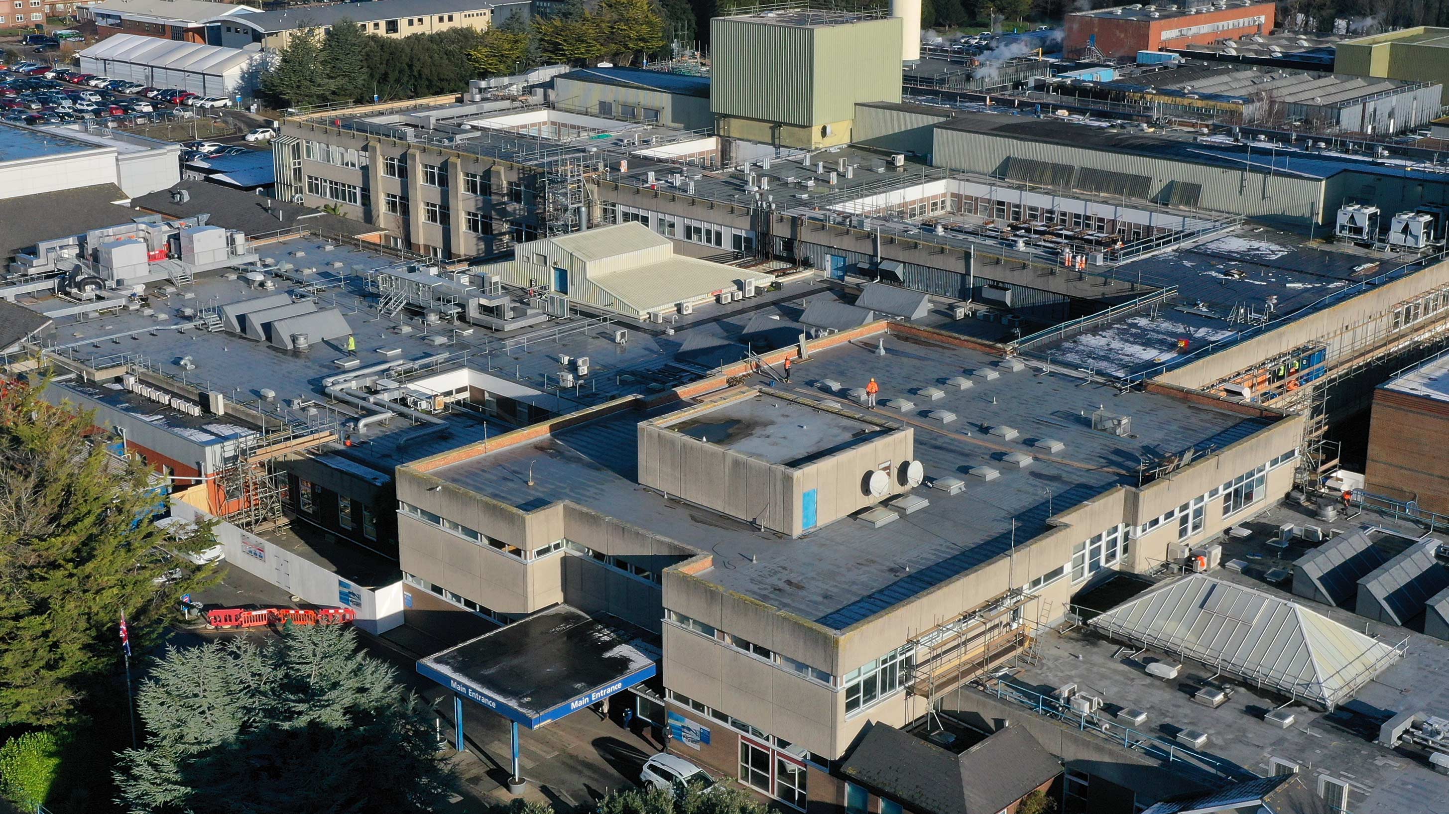 Eastbourne Hospital Roof refurbishment in progress