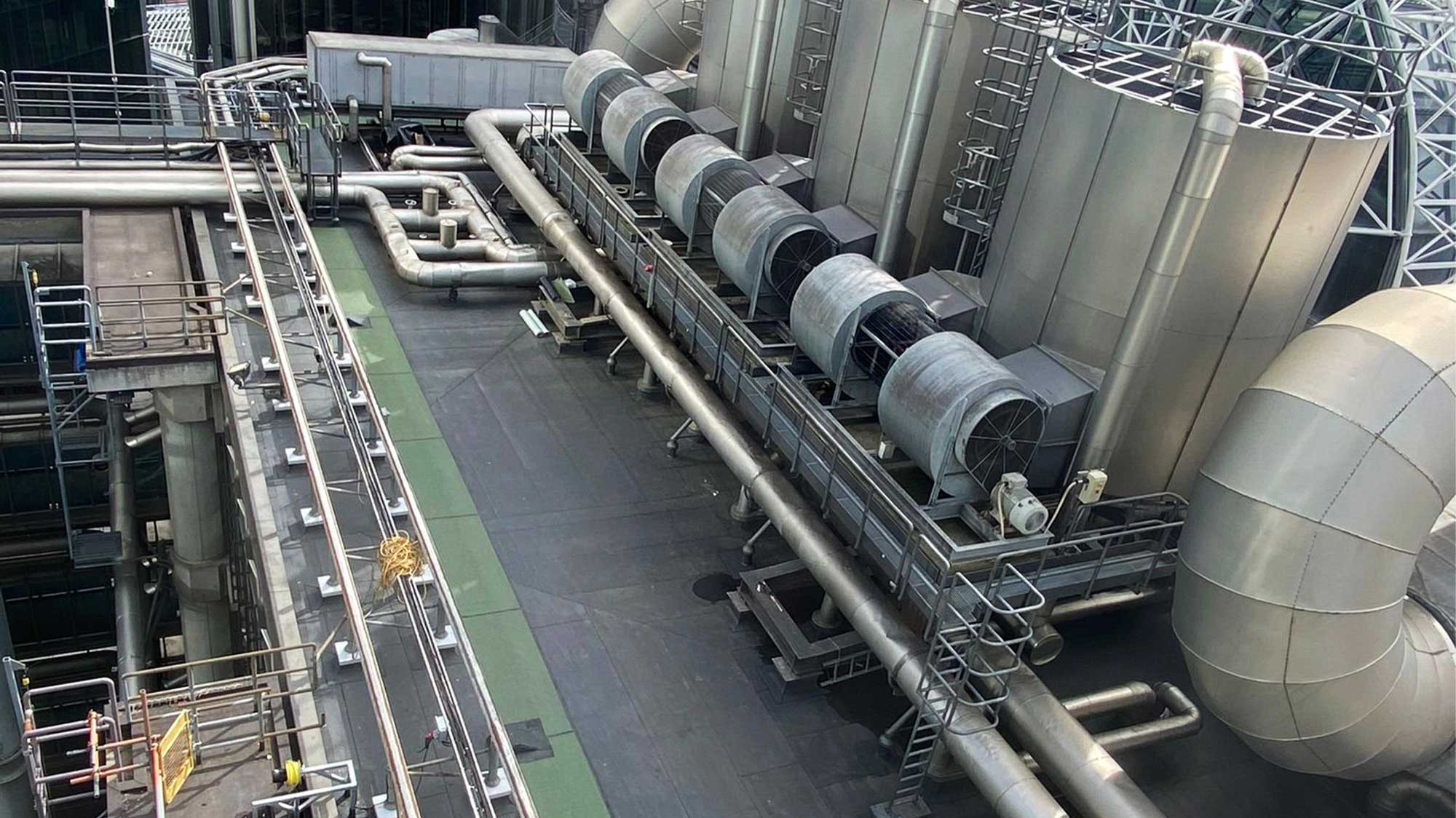 Roof of Lloyd's Building, London, with refurbishment complete