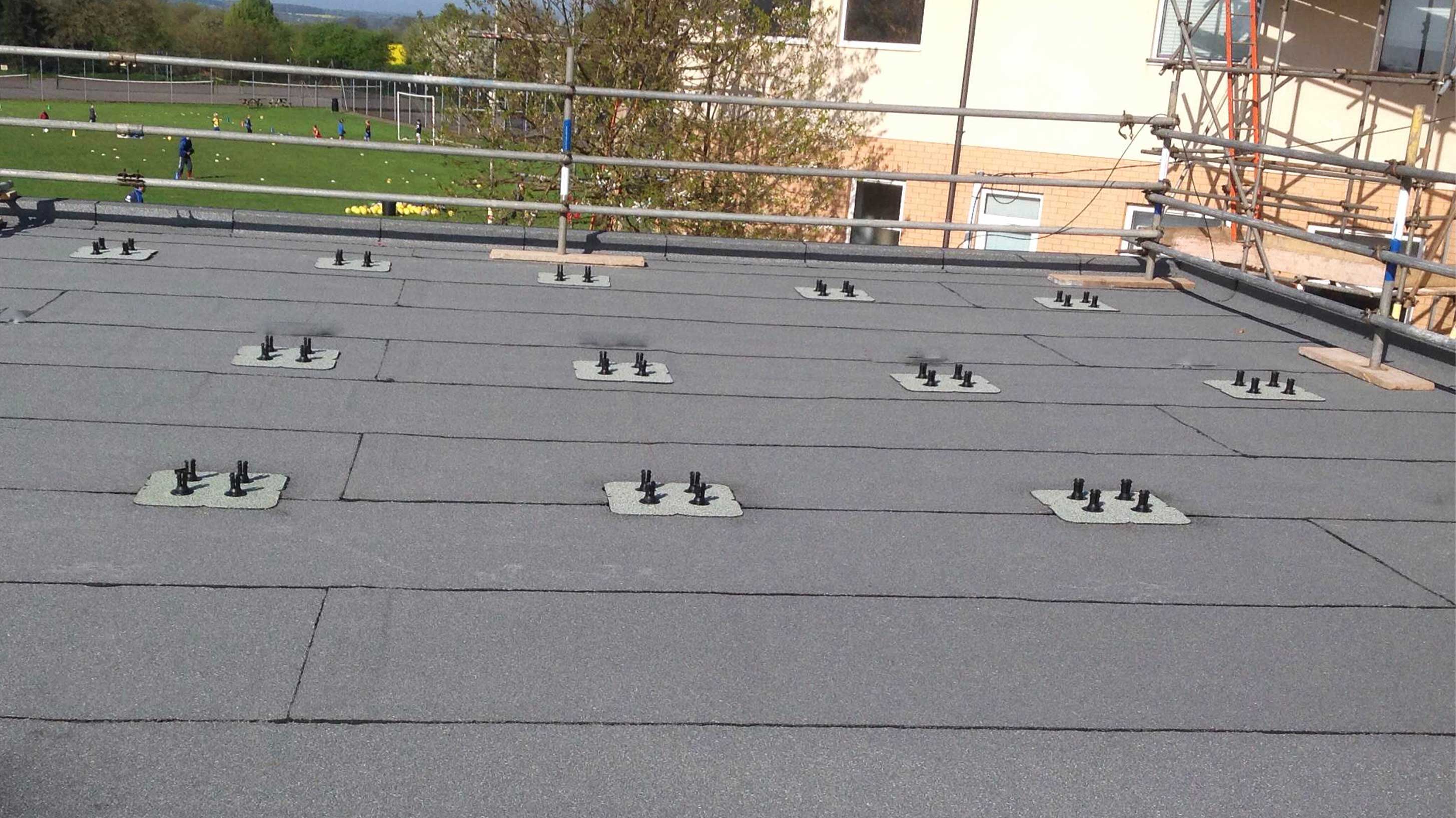 Roof of Roundwood Park School being prepared for BauderSOLAR installation