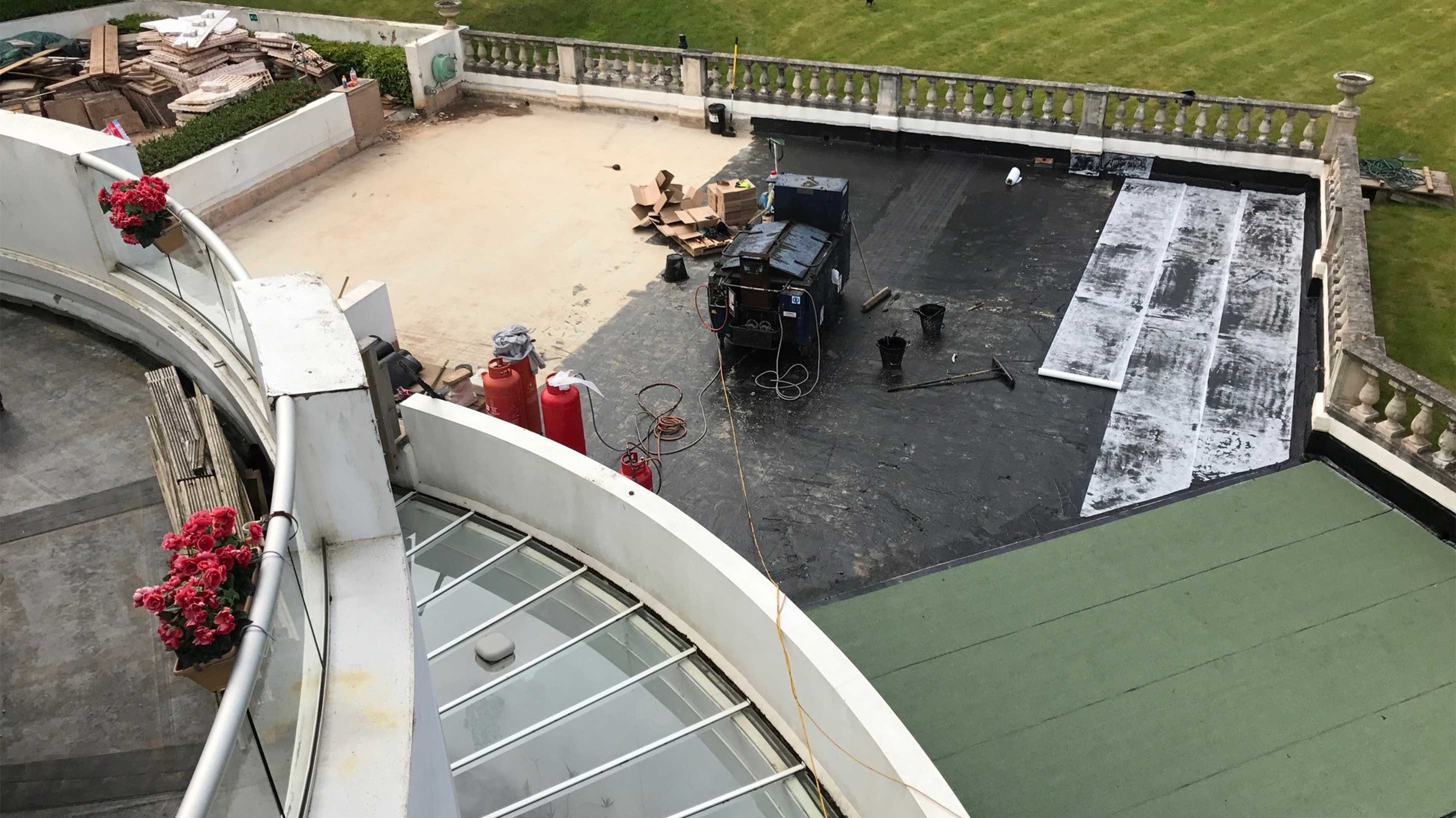 Belvedere court roof installation in progress