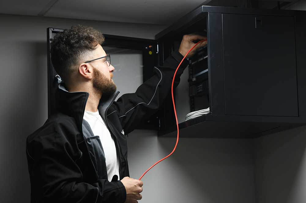 IT Engineer testing equipment