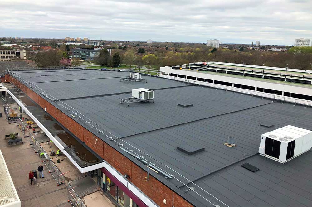 Chelmsley Wood Shopping Centre Roof with bauderflex bituminous waterproofing system