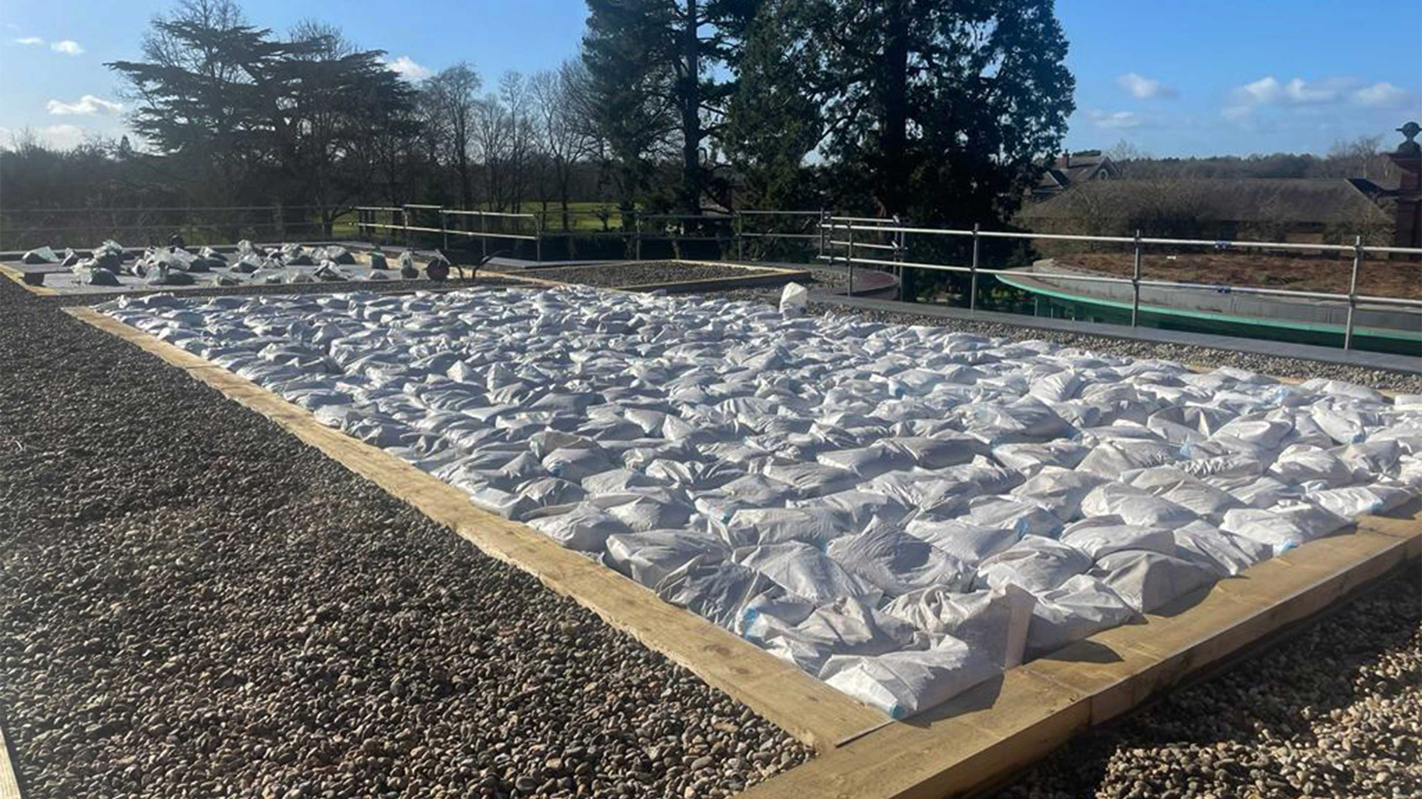Installation of extensive green roof finish for The grove hotel