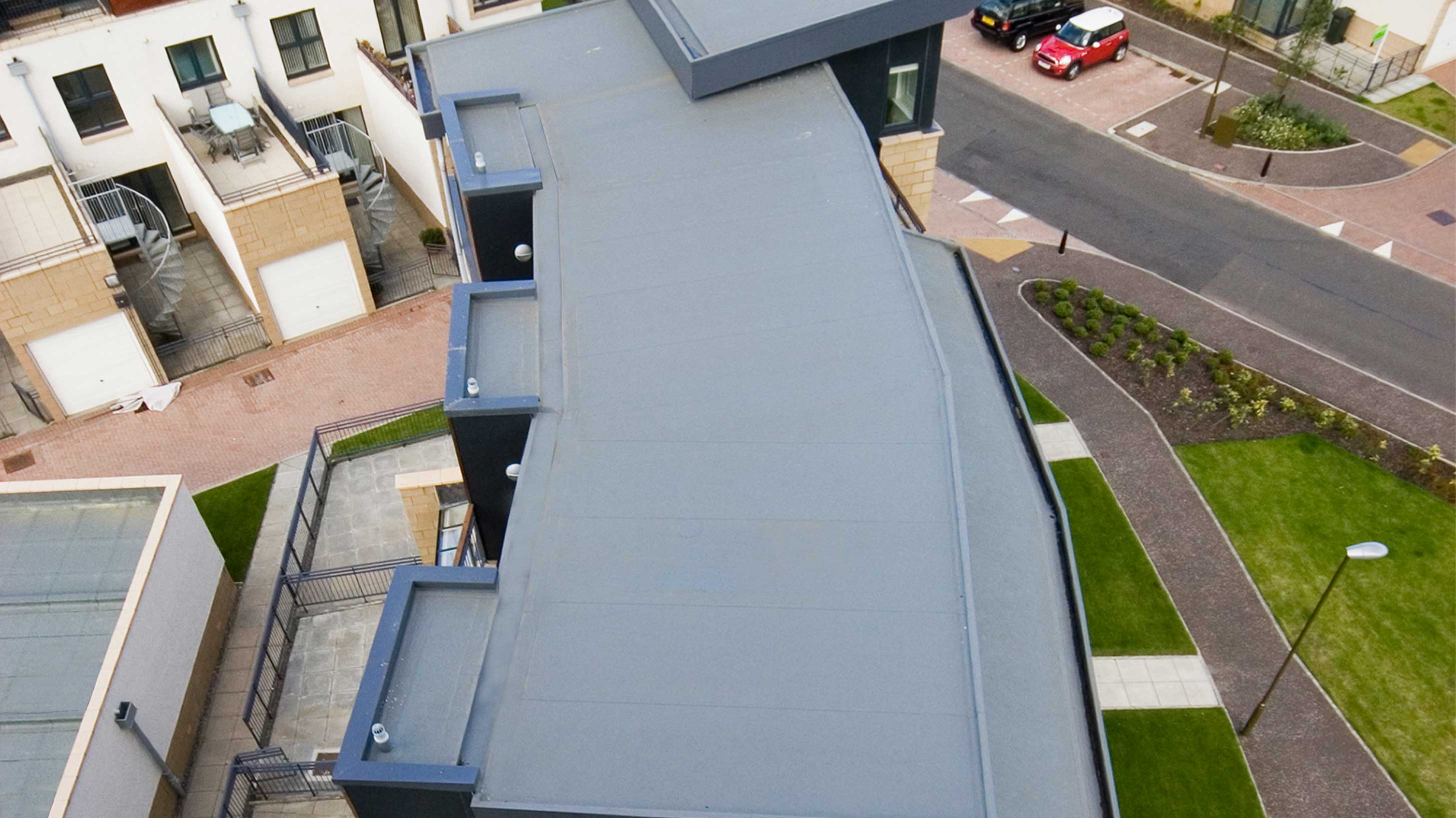Rooftop of Modern housing development, The Strada